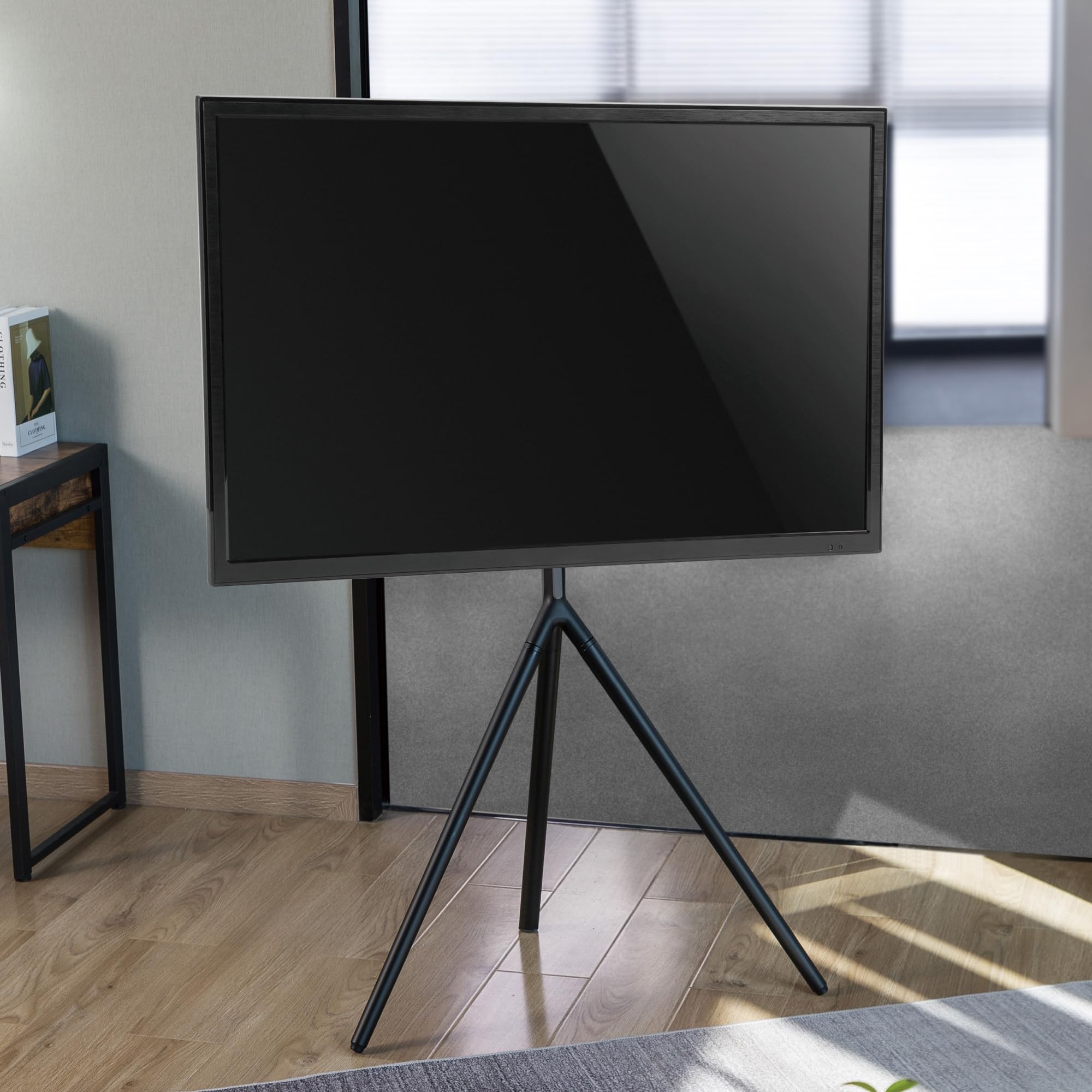 pro.tec TV Halterung Valle Fernseher Halterung max. 65 Zoll TV Ständer max. VESA 400 x 400 Fernsehständer 137 x 86 x 467 cm TV-Standfuß Metall Schwarz