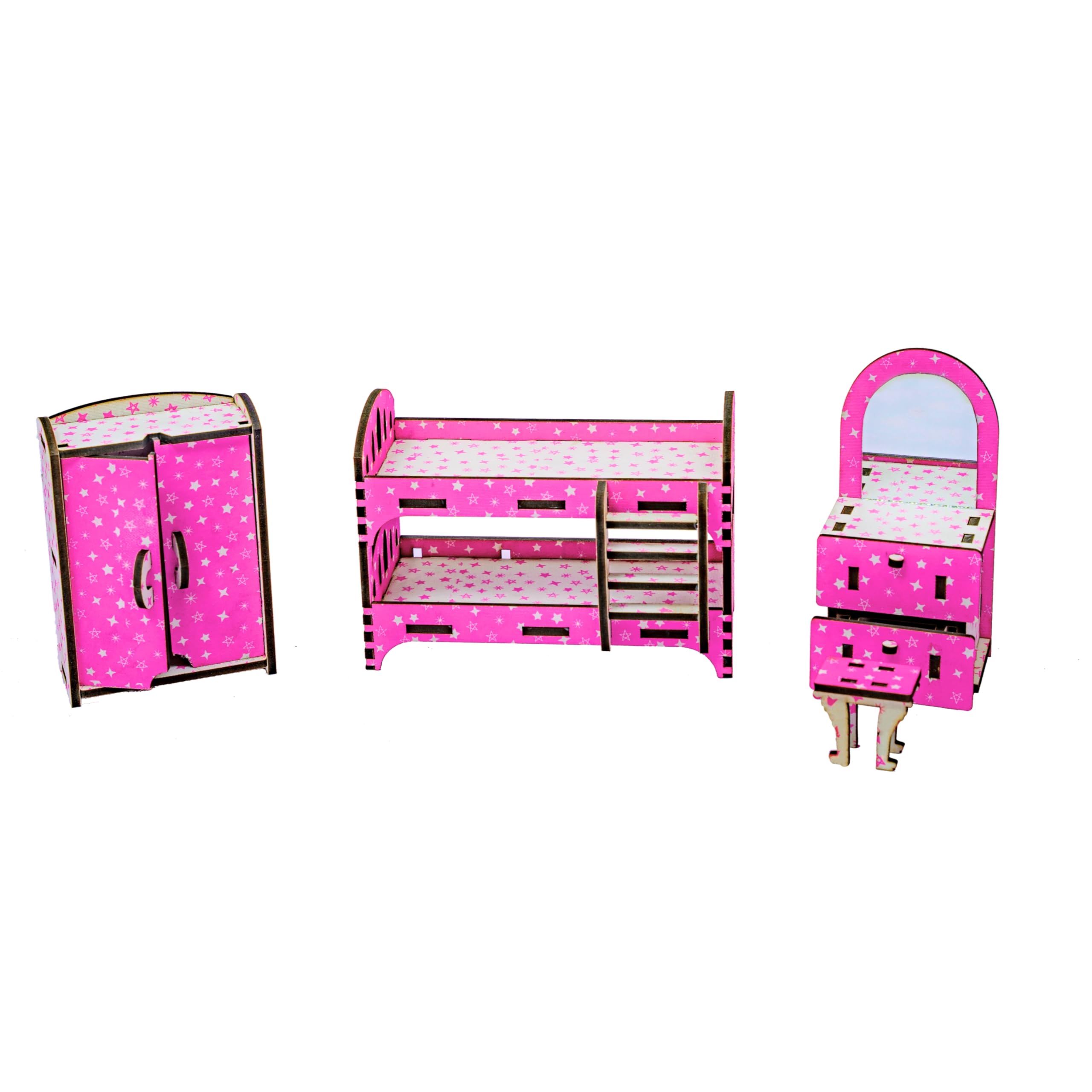 Wishoz Bedroom Set | Miniature Furniture | Premium Wooden Material | Innovative Fabric Finish | Pretend Play | DIY | Doll House | Gifting | Functional Furnishing | Innovative Packaging (B0DFQG2VM6) Amazon Price History, Amazon Price Tracker