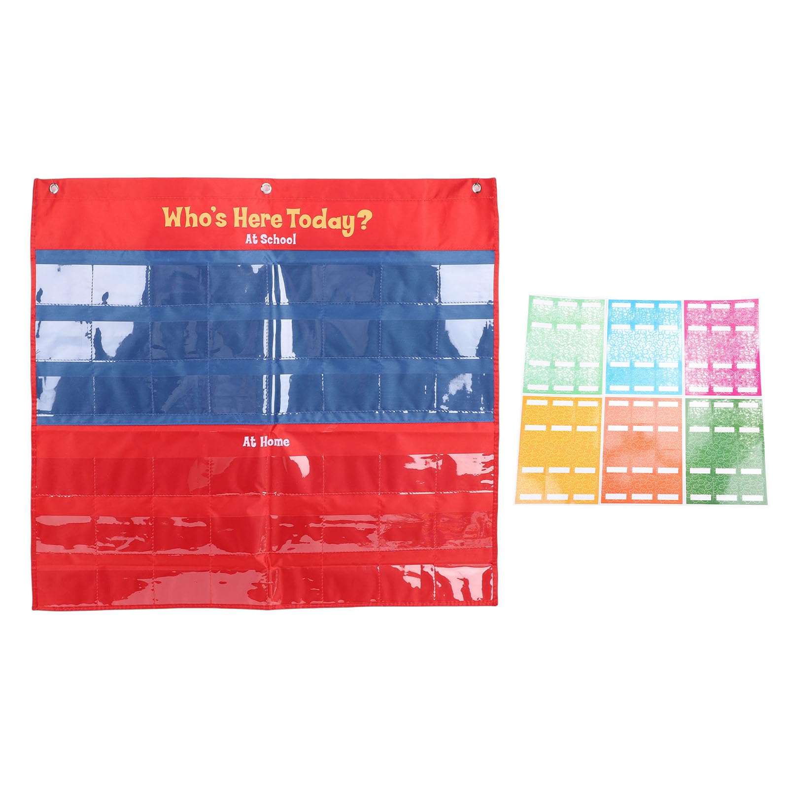 Naroote Tableau de Présence de Poche en Classe, 48 Pochettes Transparentes pour Cartes de Visite, Organisateur de Connexion en Tissu Polyester PVC avec Poches Transparentes, Idéal pour les Enseignants