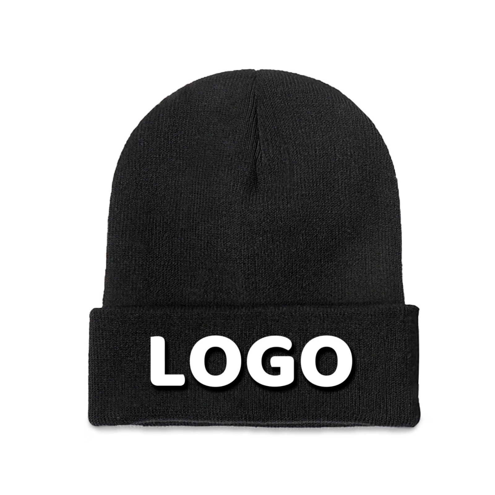 Custom Beanie for Men and Women - Personalized Unisex Adult Winter Hat With Your Text or Logo - Black Fashion Beanie for Workout