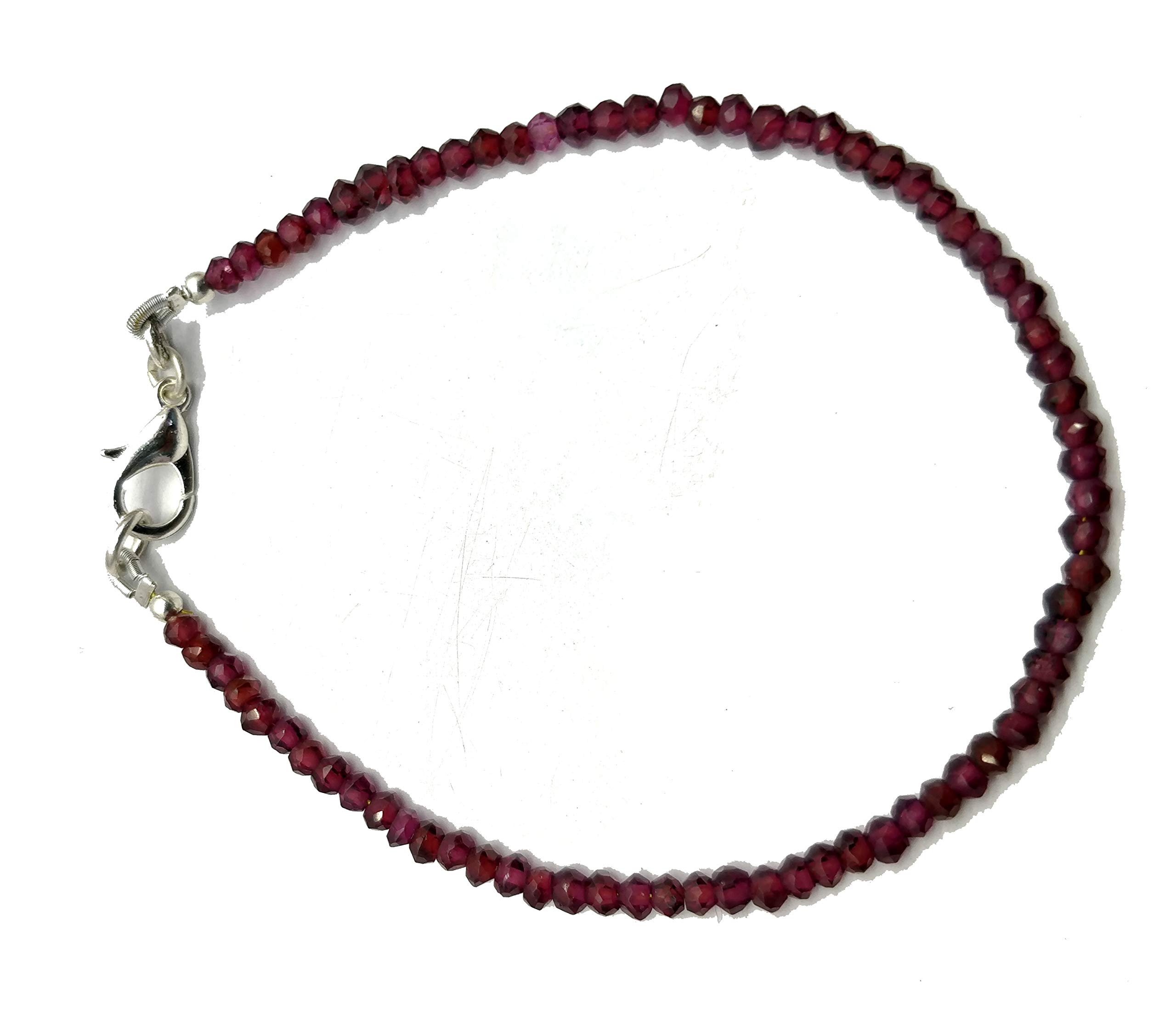 Natural Rhodolite Garnet 3 mm 7 inch Faceted Beads Free Size Adjustable Bracelet