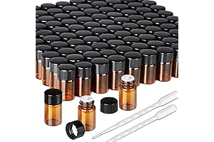 Teenitor 100 Packs of 2ml Clear Glass Essential Oil Sample Bottles