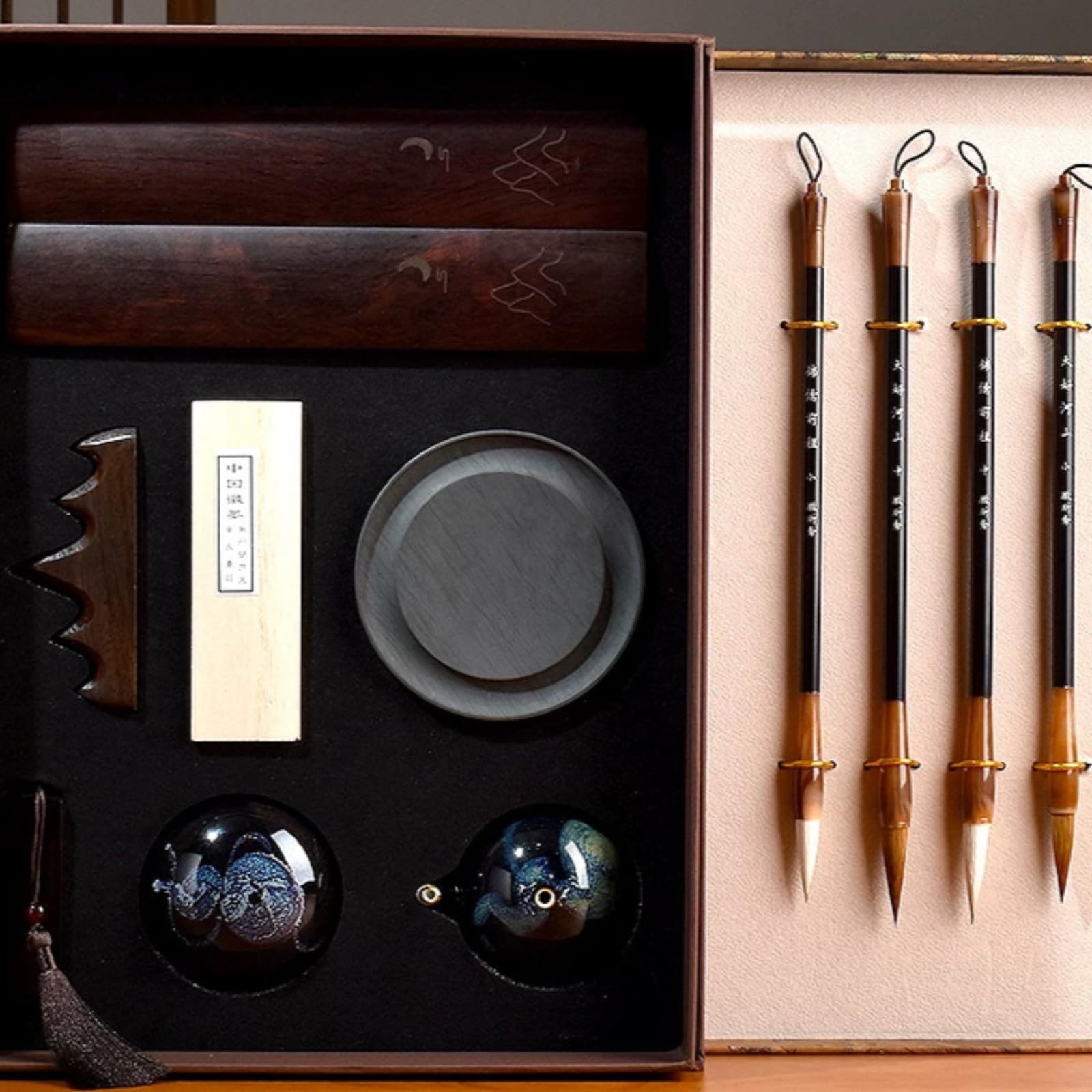 Four Treasures of The Study Set Practice Calligraphy Beginner Pen Ink Paper Inkstone Full Set