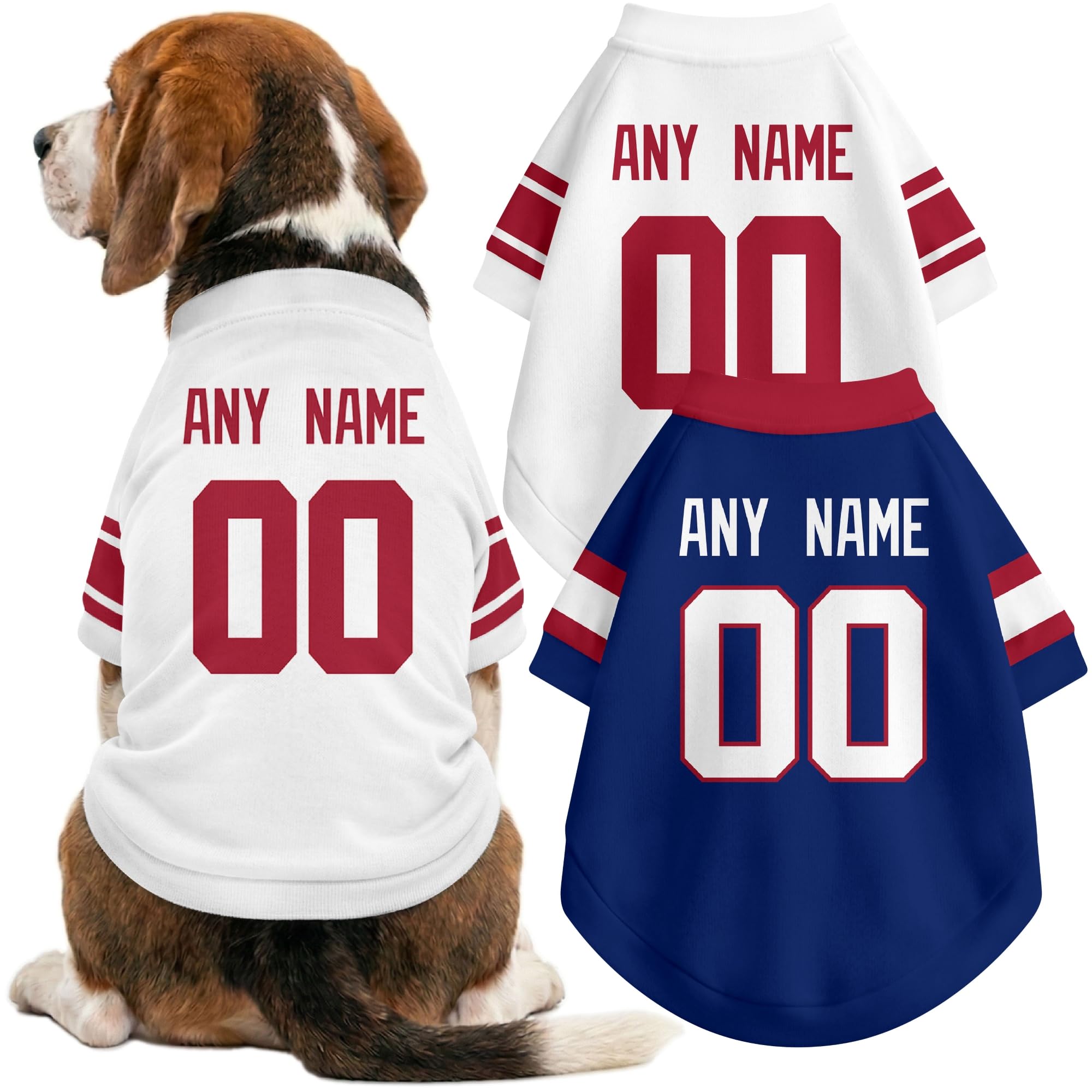 New York Dog Clothes Jersey Style Custom Pet T Shirt with Personalized Name Number for Small Medium Large Dogs