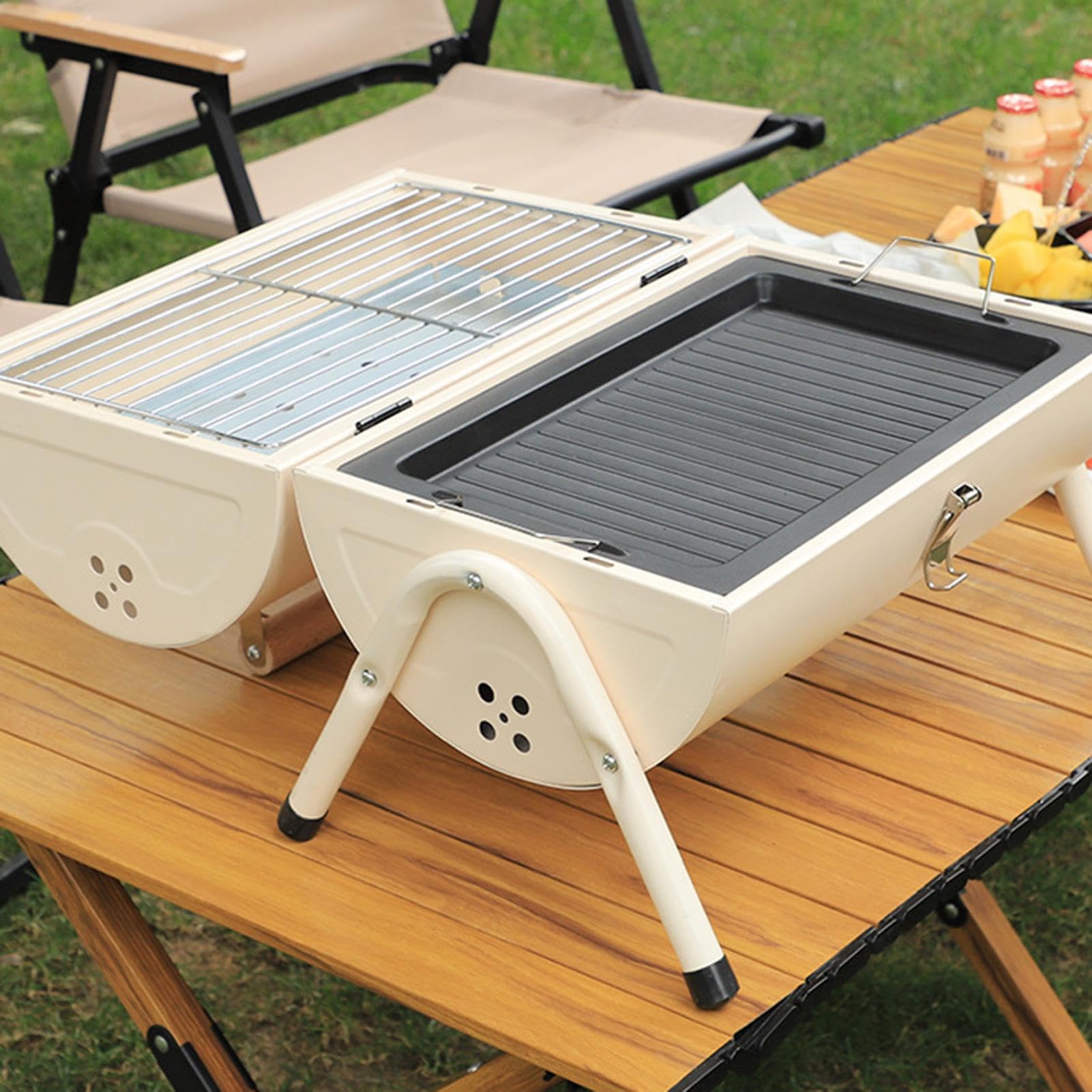 Parrillas De Carbón Tipo Barril - Barbacoa Ahumador Para Jardín - Barbacoa de Barril Ligera y Ventilada para Terraza, Jardín, Balcón, Camping, Patio y Picnic