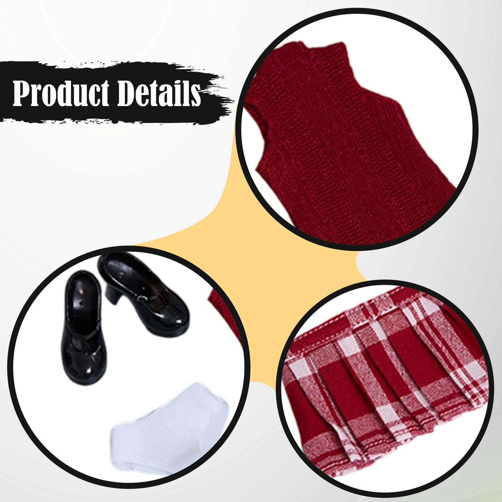 Ropa para Figuras Articuladas a Escala 1/6 (Femeninas), Ropa en Miniatura, Chaleco de Punto, Medias Fáciles de Poner, Ropa para Muñecas, Estilo a