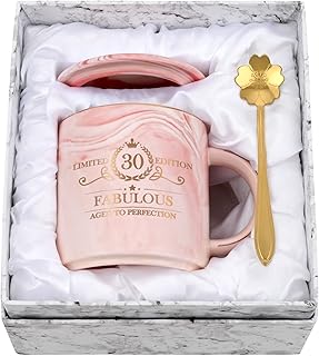 Joymaking 30th Birthday Gift for Women, 12oz Pink Coffee Mug Set with Gift Box, Gift for Mum Coworkers Friend Boss, Ceramic Coffee Mug for Birthday Gift Christmas Mothers Day