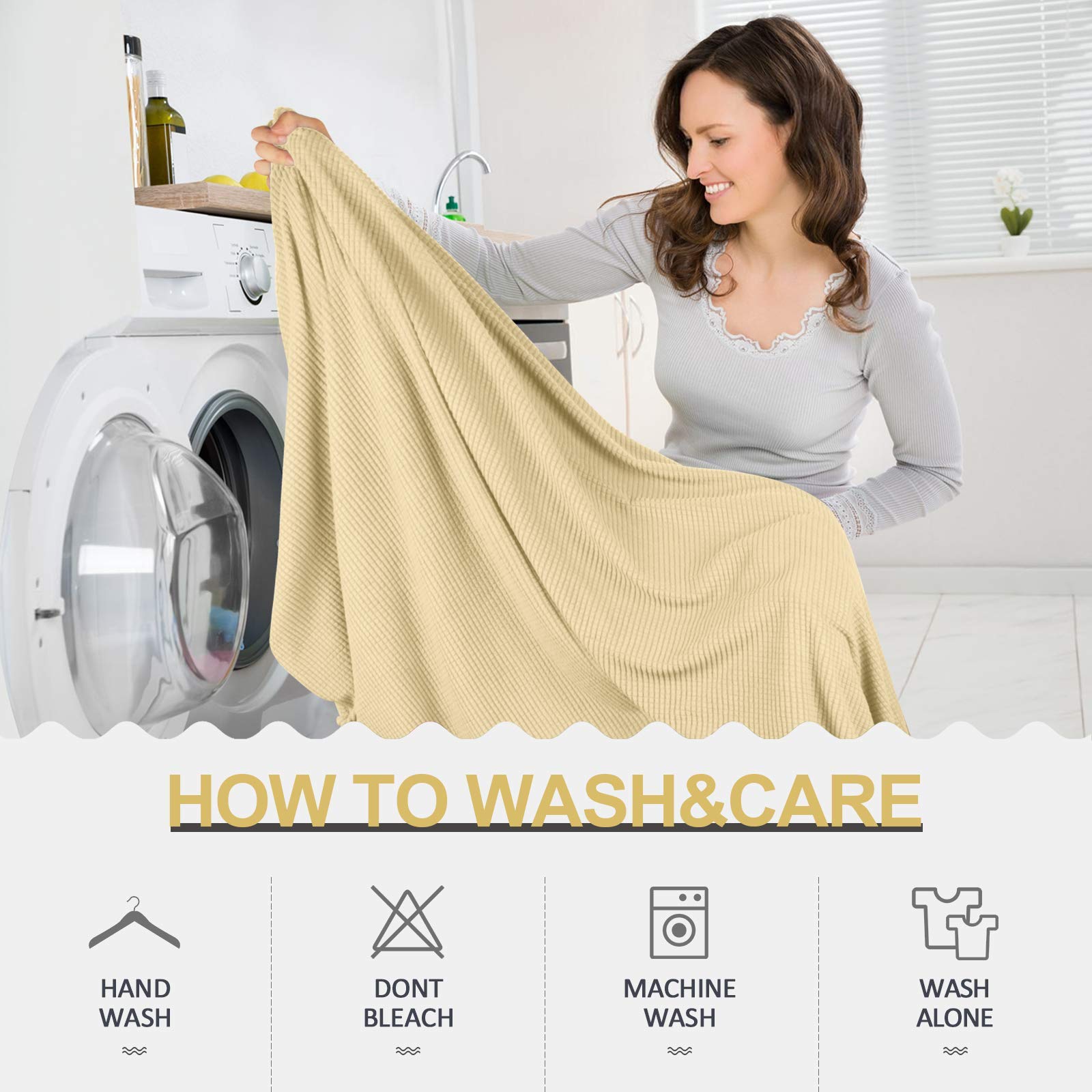 TAOCOCO Copriseduta Divano Elasticizzato Alta qualità Protezione del Cuscino Sedile del Divano Lavabile (3 Posti, Beige)