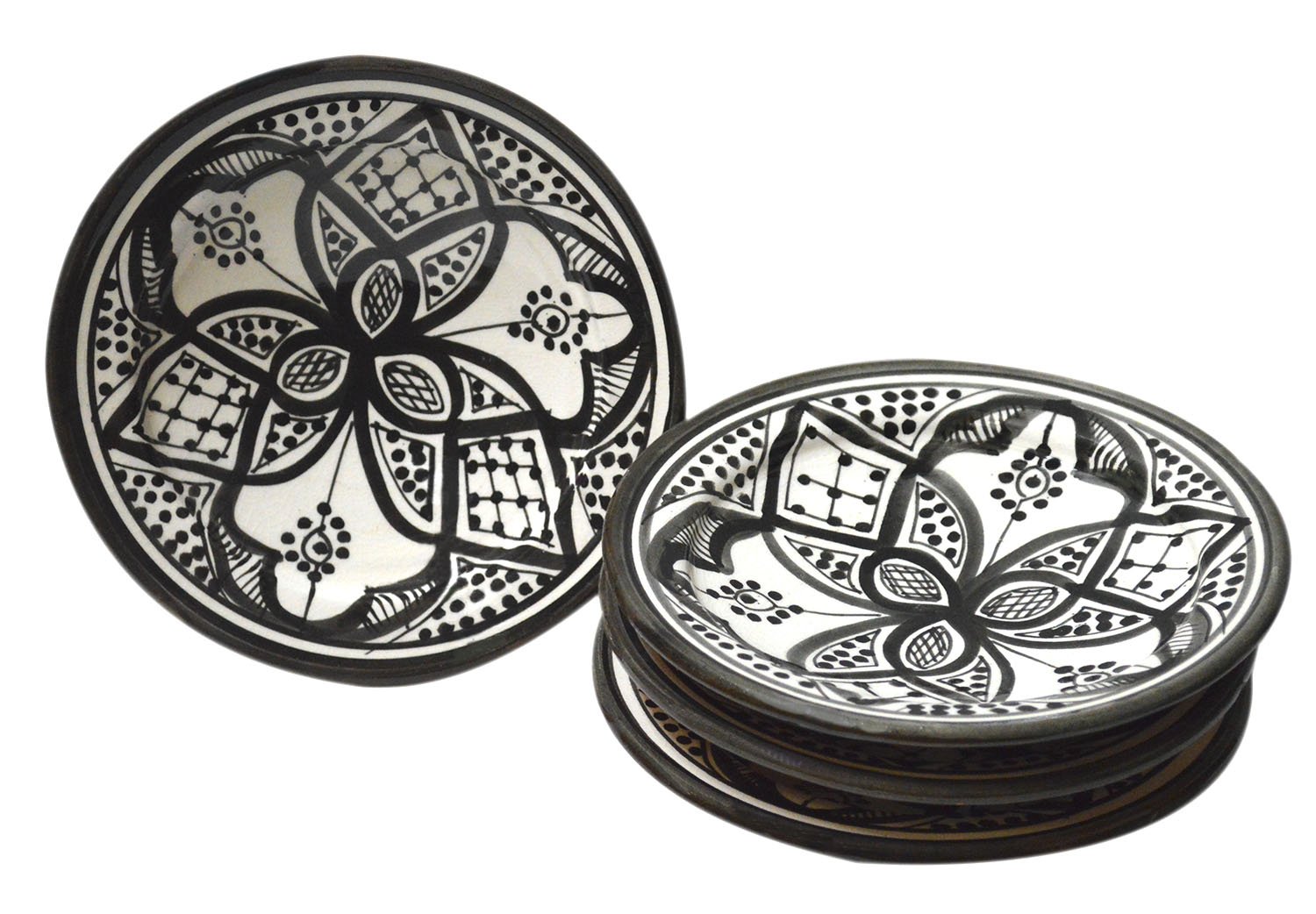 K-Musculo Moroccan Ceramic Plates Handmade Appetizer Tapas Serving Set Of 4 plates