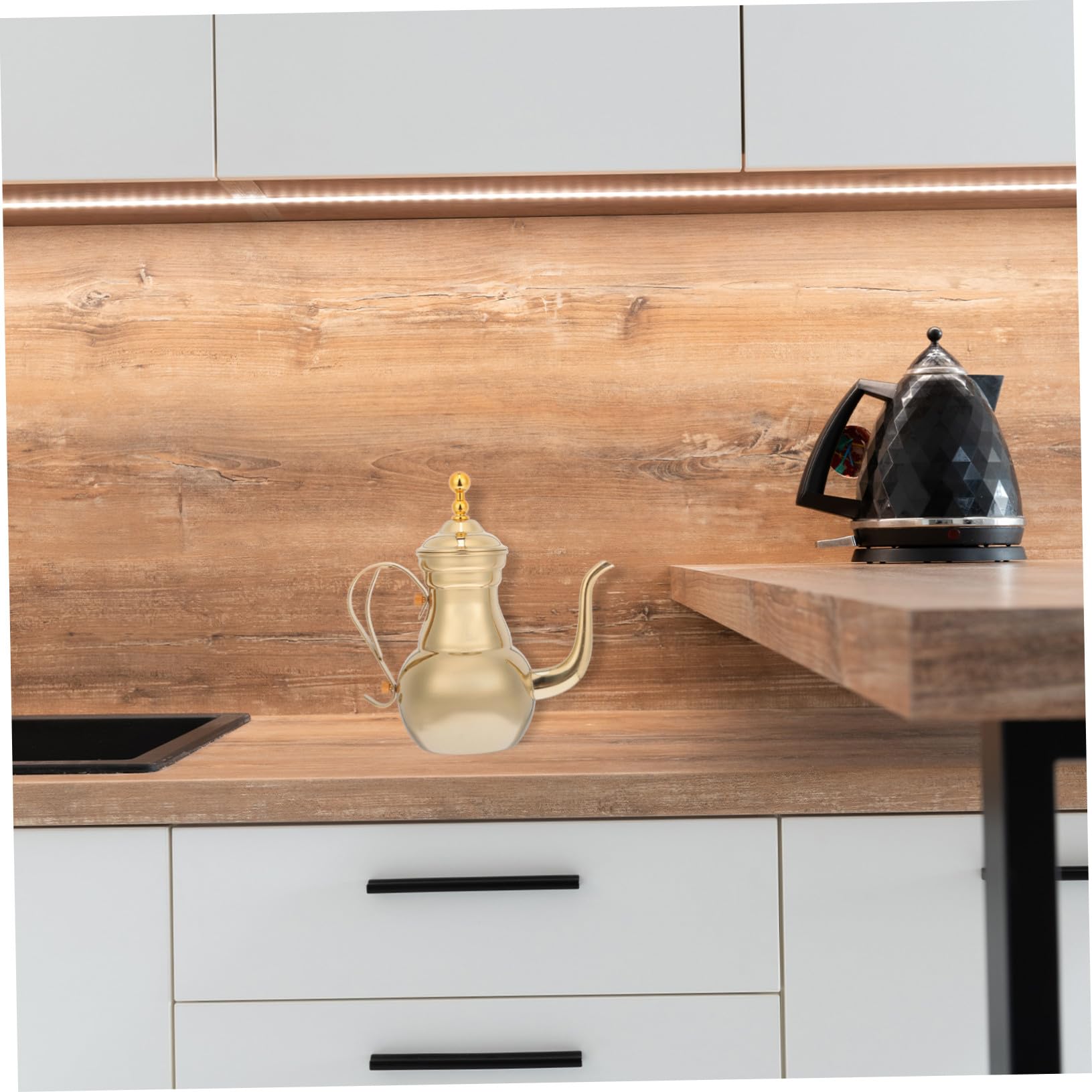 TOYANDONA Caffettiera in Acciaio Inox Oro con Filtro, Beccuccio