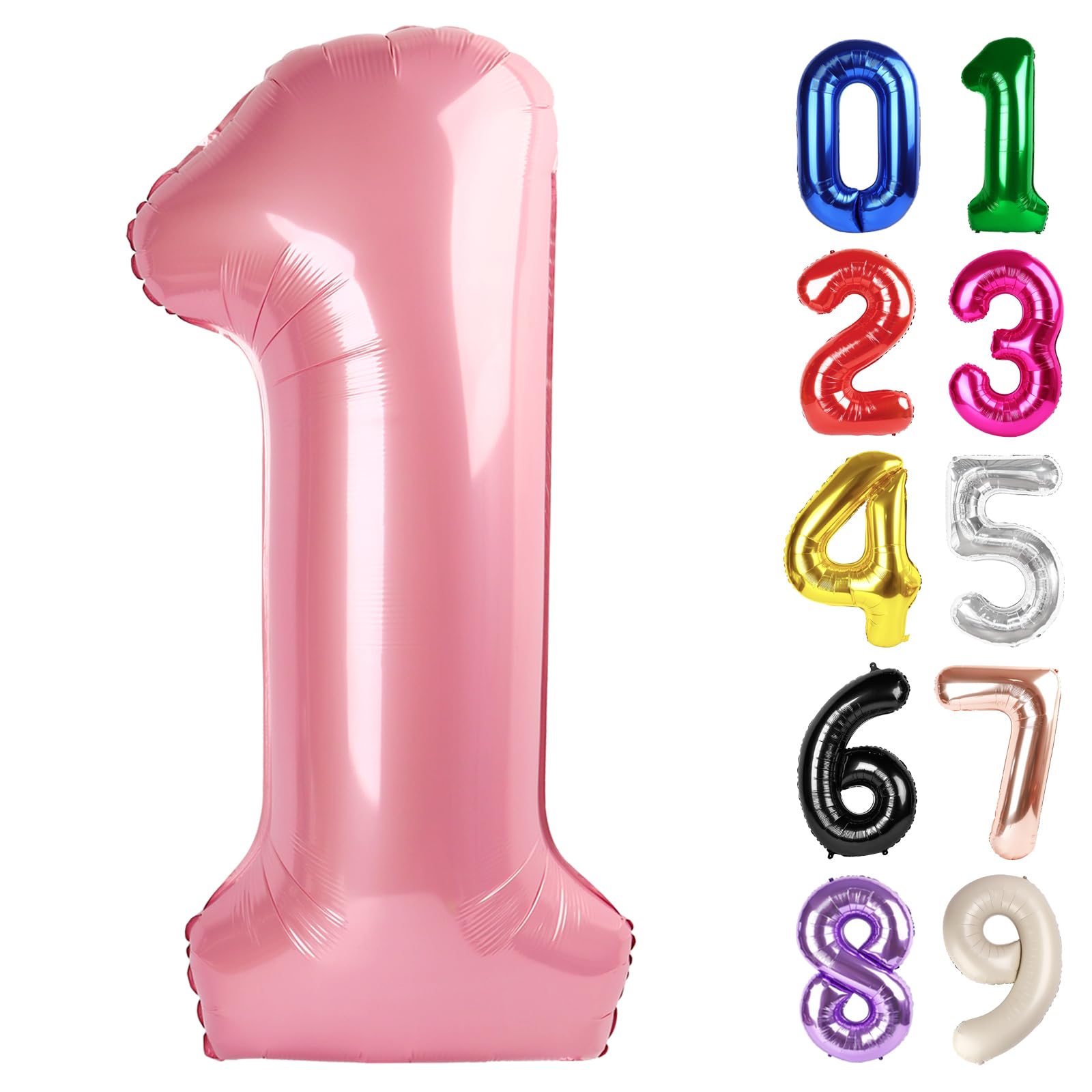 Photo 1 of 1 Balloon - Pearlescent Pink Birthday Number Balloons, 40 Inch Large Foil Balloons Pearlescent Pink Themed Birthday Decorations