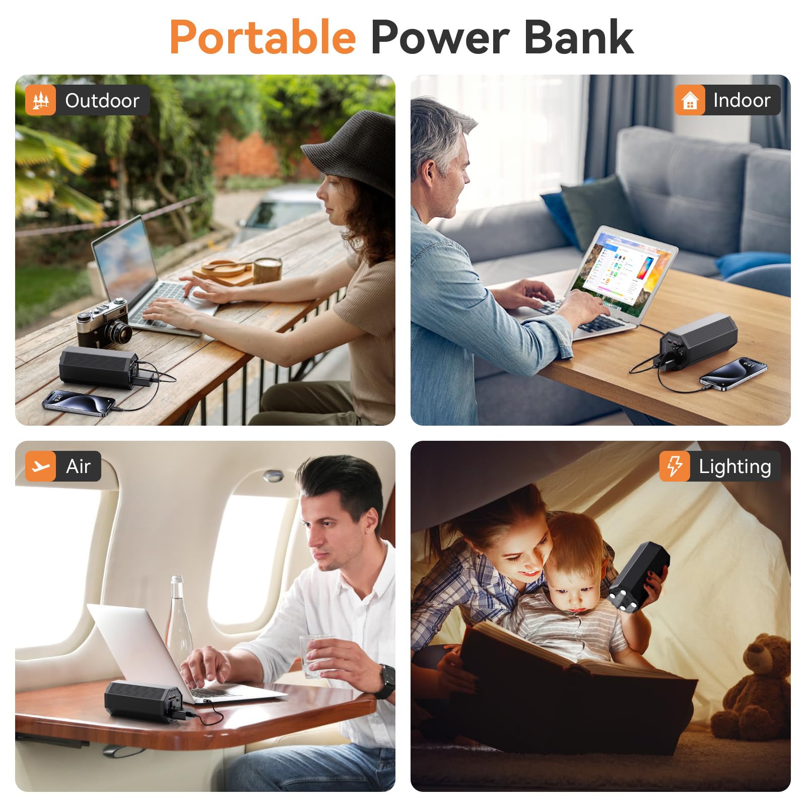 Powerstation 98wh Batería externa con enchufe de 100 W CA, cargador portátil con conector USB, cargador de viaje universal para ordenador portátil, MacBook Pro, portátil, GoPro, tableta, teléfono