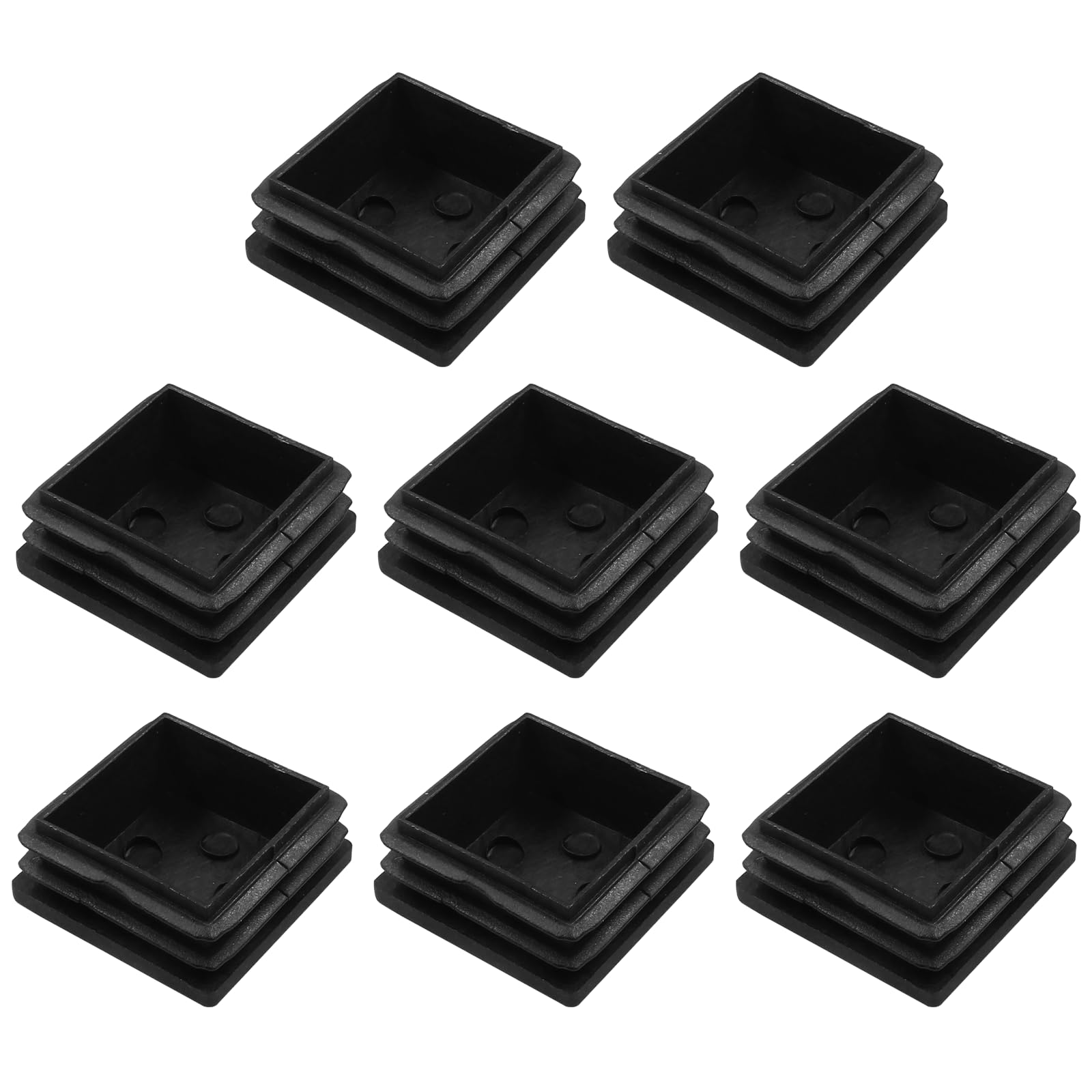 Bonsicoky 1-1/2" Square Plastic Plugs, Black, 8 Pack | Tubing End Caps, Insert for Square Tube, For Furniture Legs