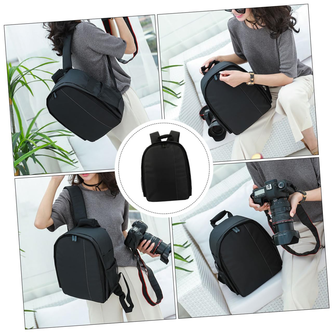 NUOBESTY 2 Piezas Mochila para Cámara de Viaje con Accesorios Bolsa de Almacenamiento Práctica y para DSLR y Espejo