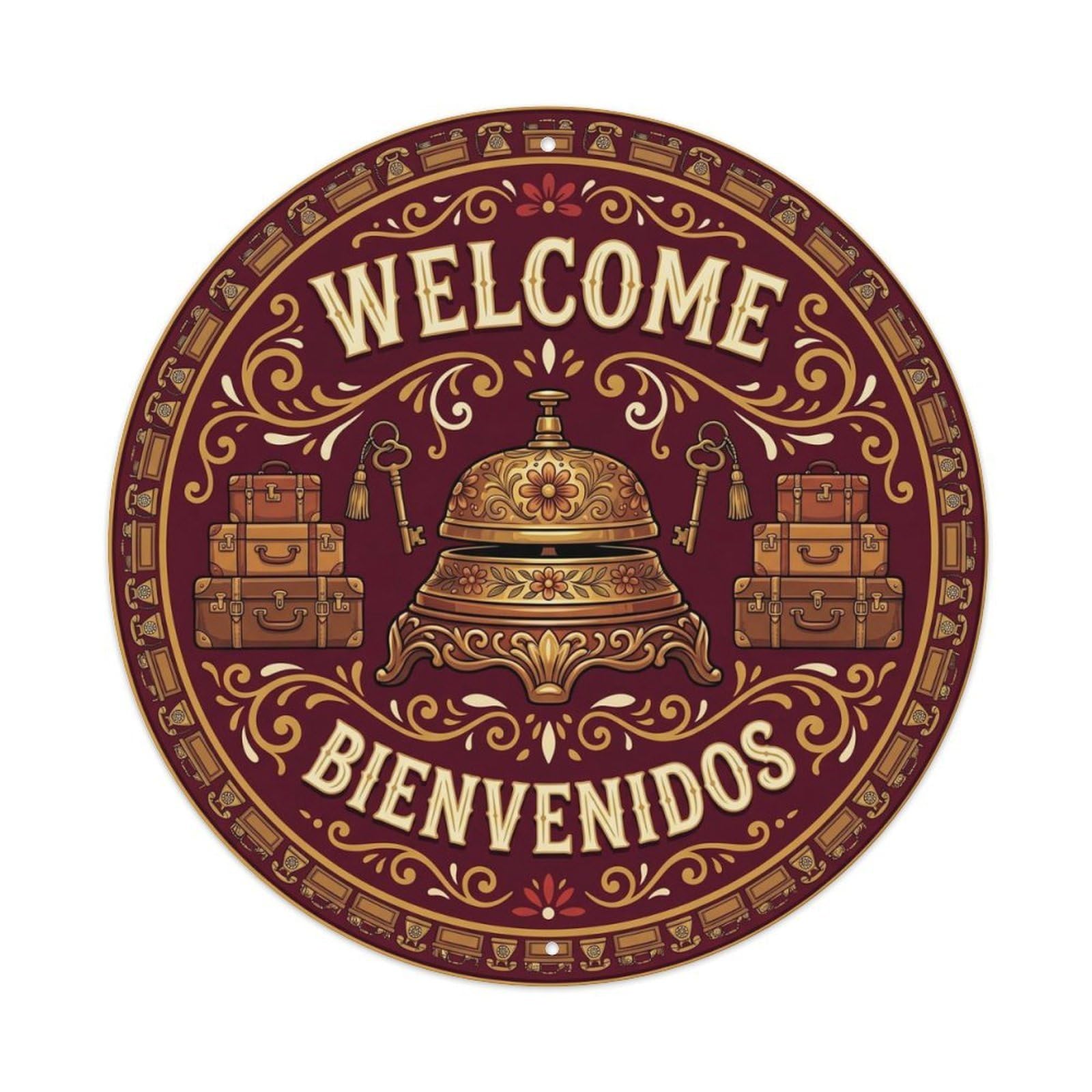 Vintage Welcome Hotel Lobby Metal Tin Sign Plaque