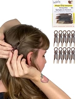 GoodHairDays Magic Grip U-Shaped Hair Pins 2.5" Plastic - Strong Secure Hold for Fine Thick Long Hair, Tortoise Shell 10-Pack