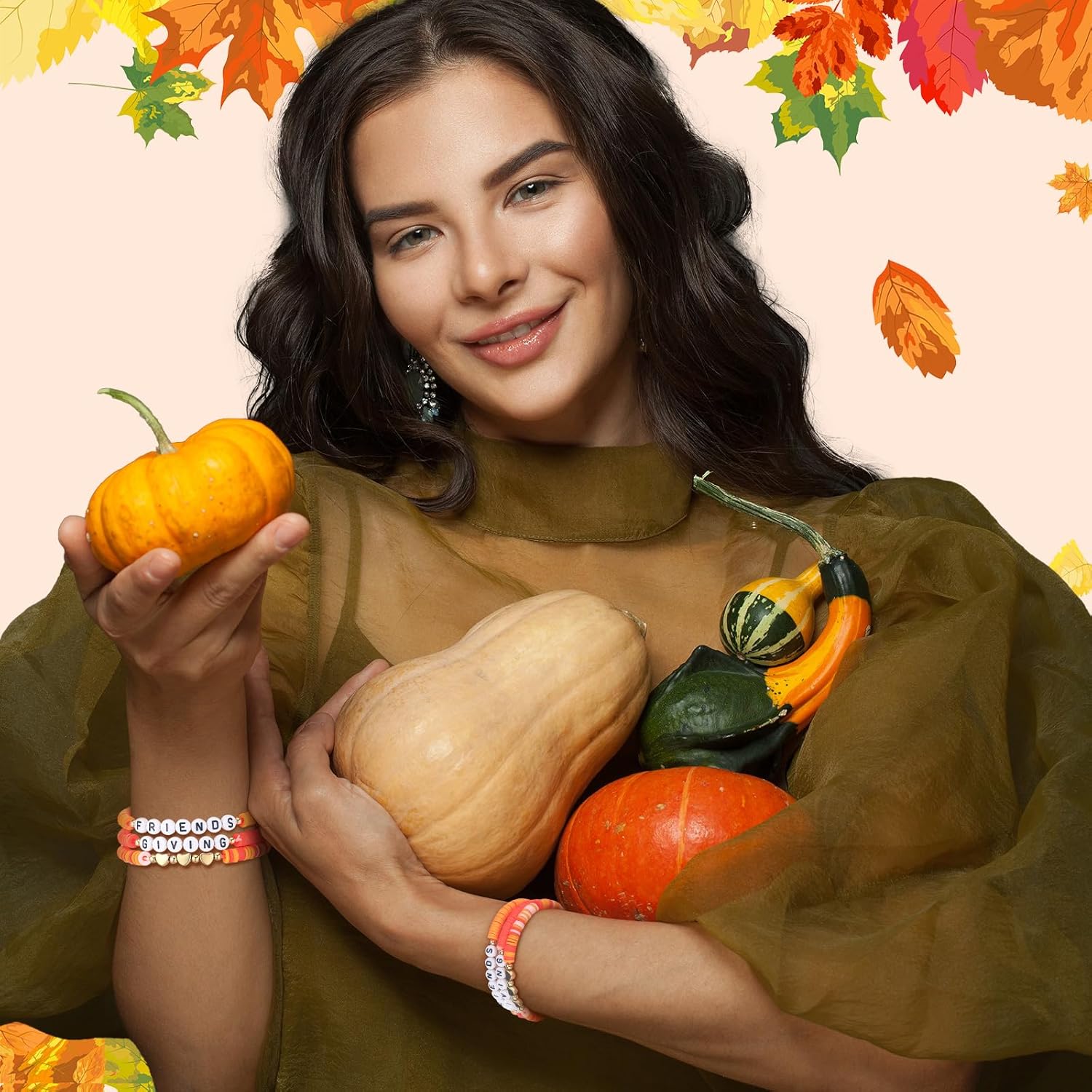 Tondiamo 36 Pcs Fall Bracelets for Woman Friendsgiving Heart Polymer Clay Beaded Bracelets Bulk Gifts for Fall Party Favors Friends Squad Jewelry for Family Friend Thanksgiving Party Supplies Decors - Image 7