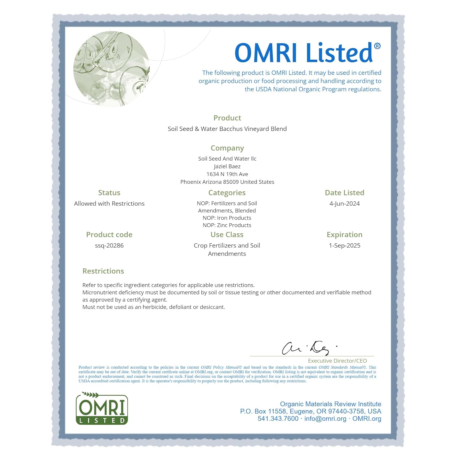 Soil Seed & Water Bacchus Organic Fertilizer for Grapevines – Concentrated Soil Amendment for Vineyards & Grape Fruit Production - OMRI Listed Organic Fertilizer