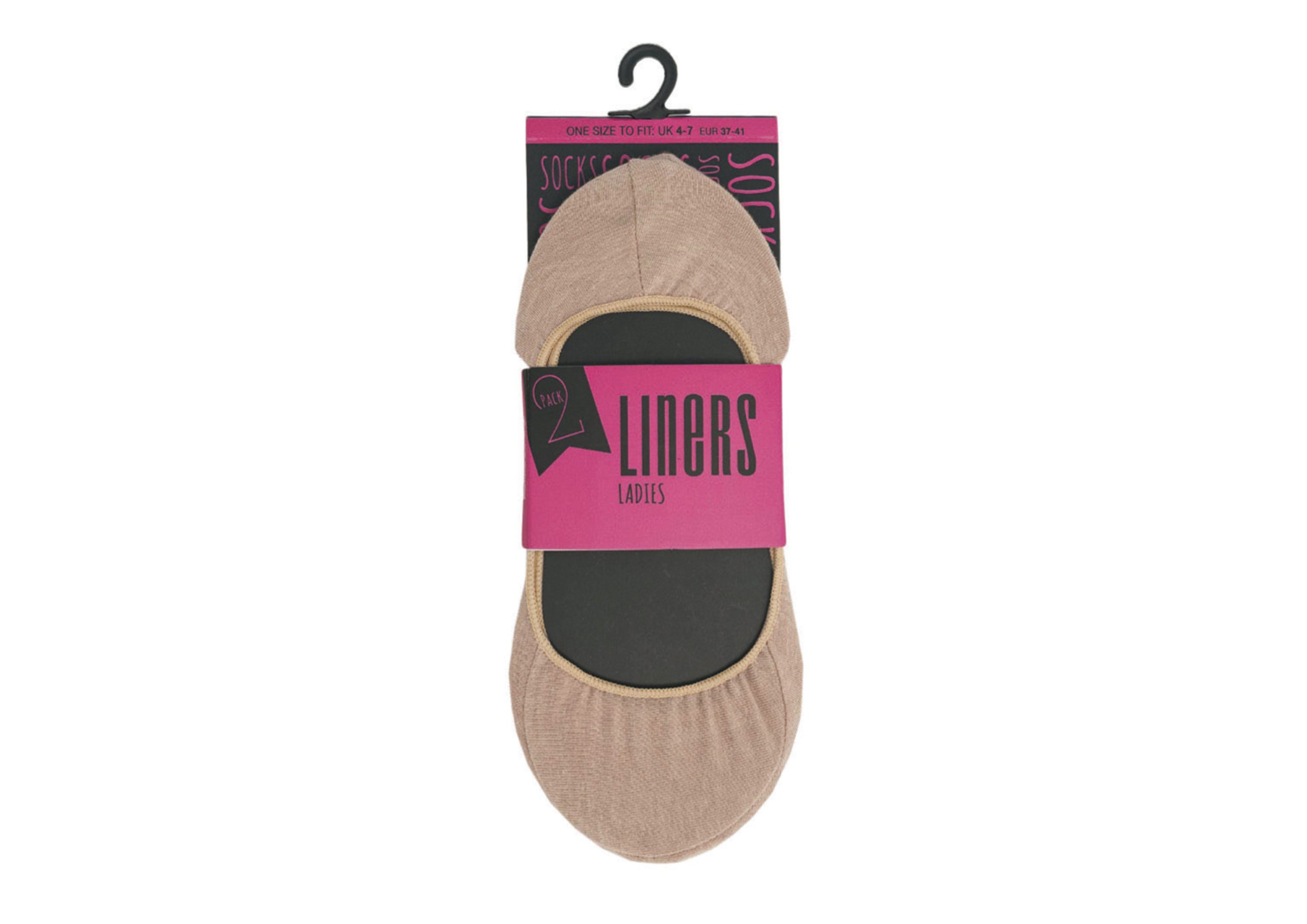 Octave Women's Beige Pack Of 2: No Show Invisible Natural Shoe Liners Socks Footsies