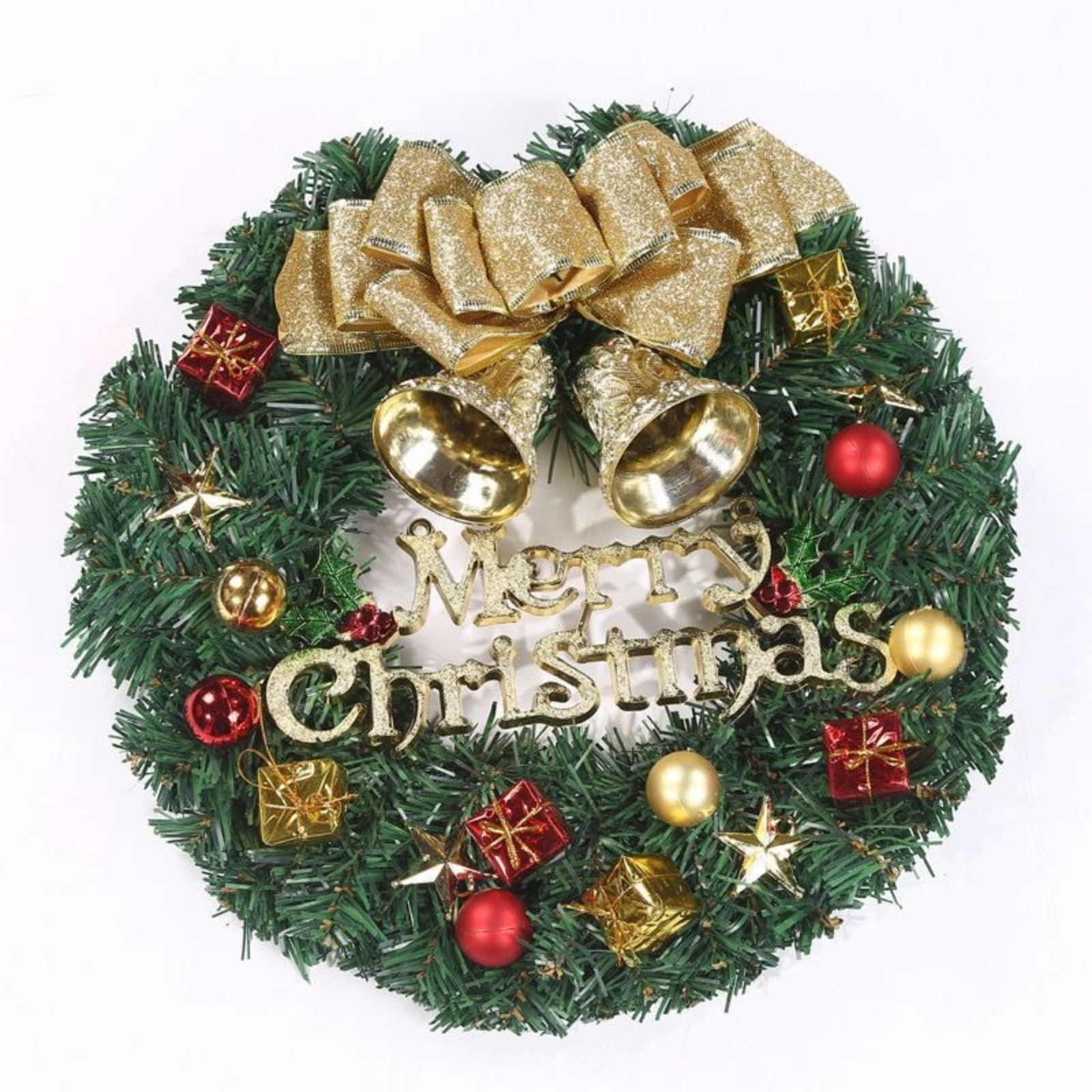 Couronne de Noël 30 cm à suspendre à une porte, décorations de Noël pour sapin de Noël, décoration murale