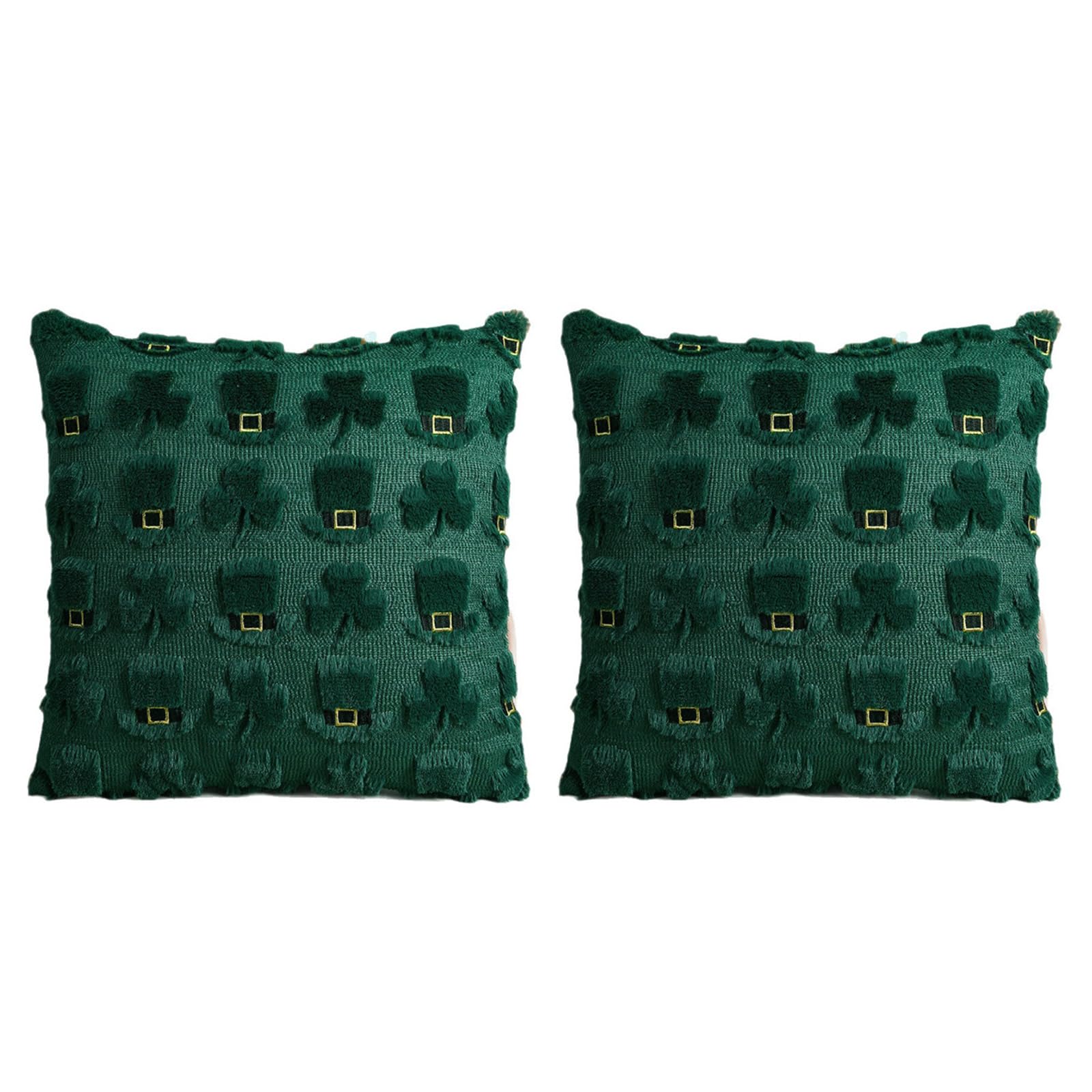 ZBIianxer Patricks Celebration 3D Plush Faux Furs Texture Pillow Cover Shamrocks Cushion Cover for Irish Holiday Sofa Decors Patricks Pillow Case