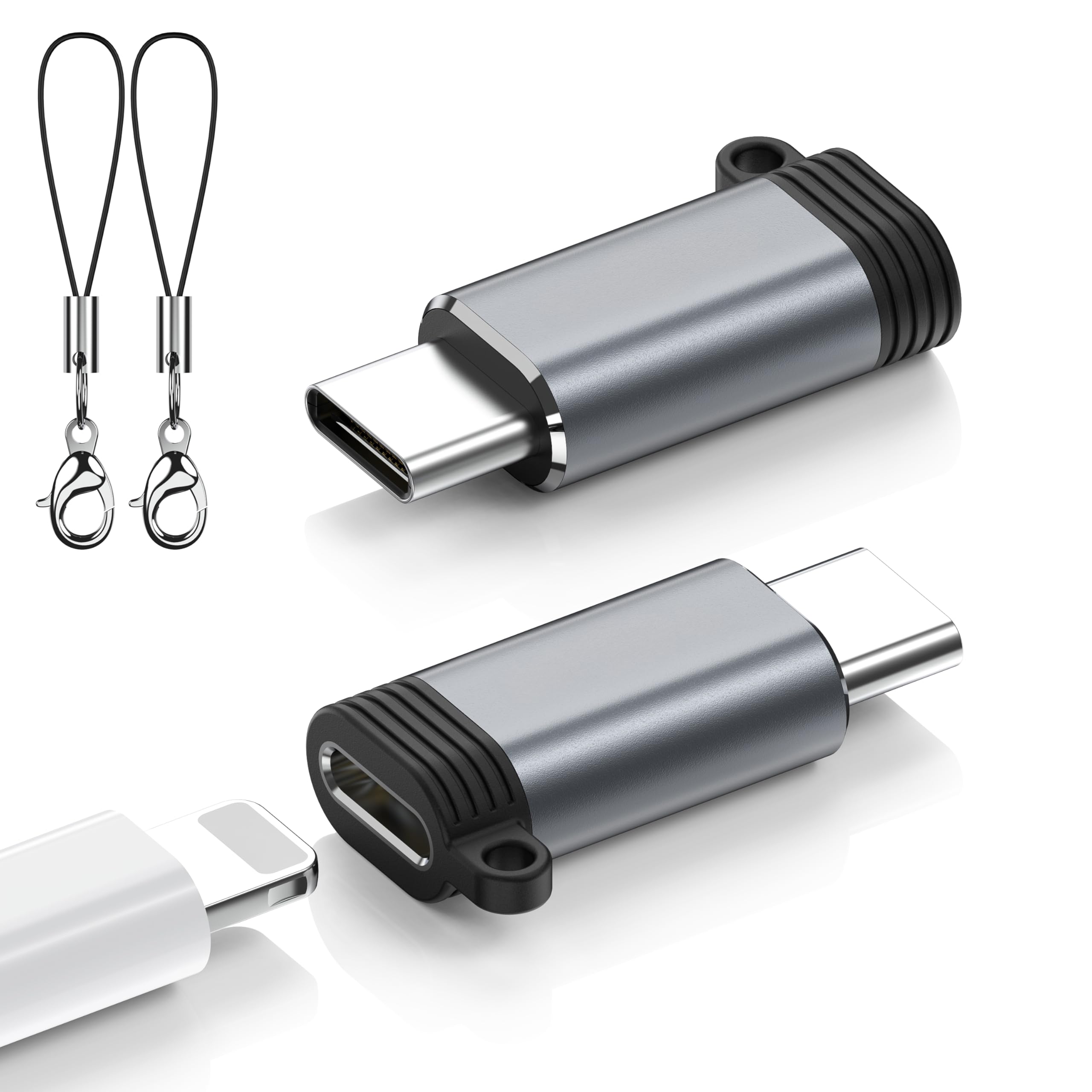 Lightning to USB C Adapter 2 Pack, Fast Charging & Data Sync for iPhone 15/16/17 Pro/Pro Max, Charger Adapter Accessory (Not for Audio/OTG)