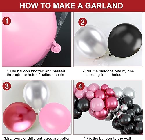 Vista 57 de Kit de arco de globos rosa, morado y azul, guirnalda de globos rosa morado con globos de látex rosa, azul, morado, blanco, globos de papel