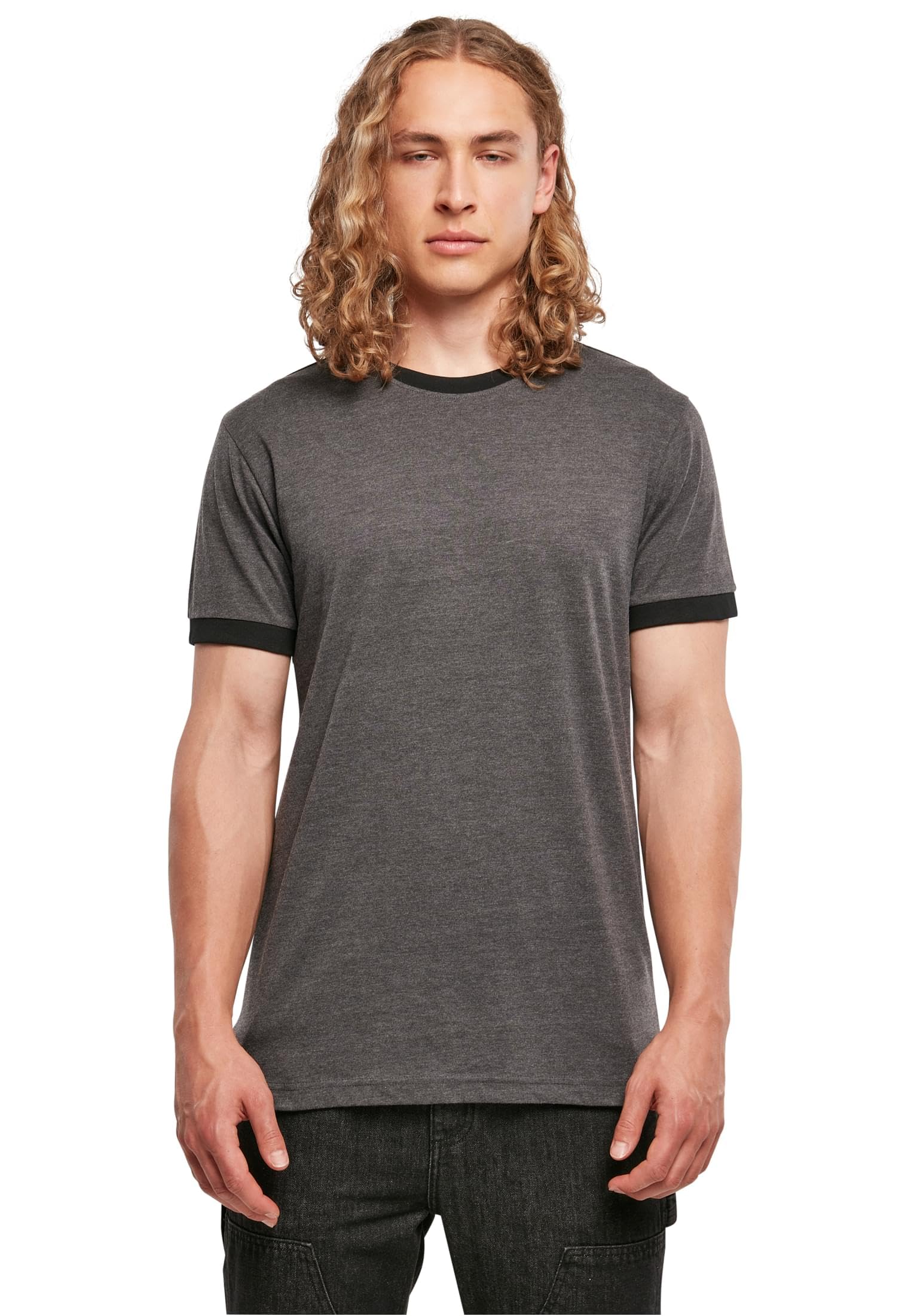 Build your Brand Men's T-Shirt, Charcoal/Black, 3XL