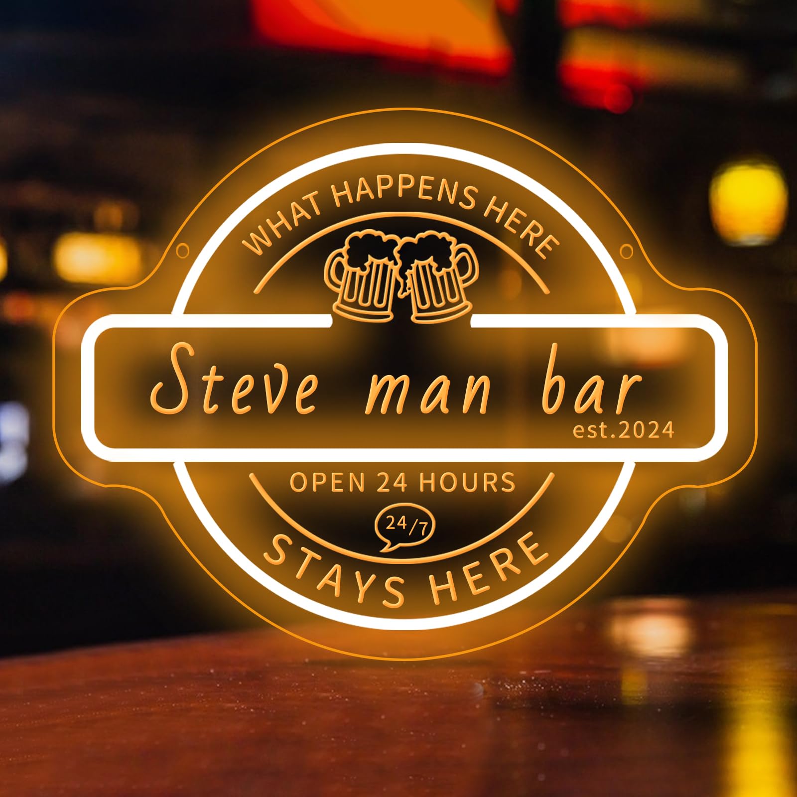 Custom Beer Neon Sign for Bar Room Man Cave Personalized Bar Signs LED Neon Lights for Men Dad Gifts Dimmable Customized Brewery Beer Light Up Signs for Pub Bistro Business Wall Decor — image 1