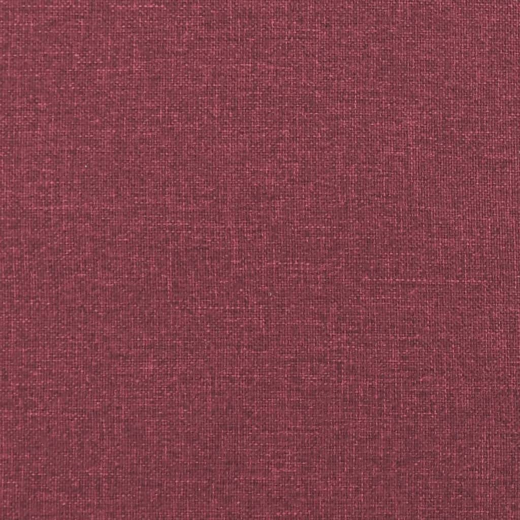 Banco con respaldo, color rojo vino, 120 x 62 x 75 cm, tela, asiento acolchado grueso, costuras con botones, reposabrazos redondeados, patas de madera de caucho maciza, estable