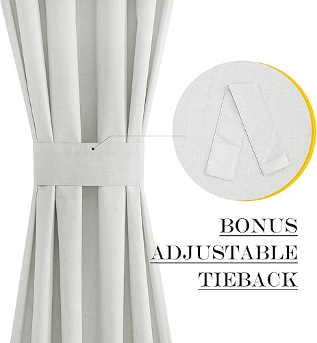 Miniatura 3 de NICETOWN Cortinas de puerta con luz lateral de 72 pulgadas de largo para ventanas laterales, lino que protege la privacidad, 100% opacas, paneles de
