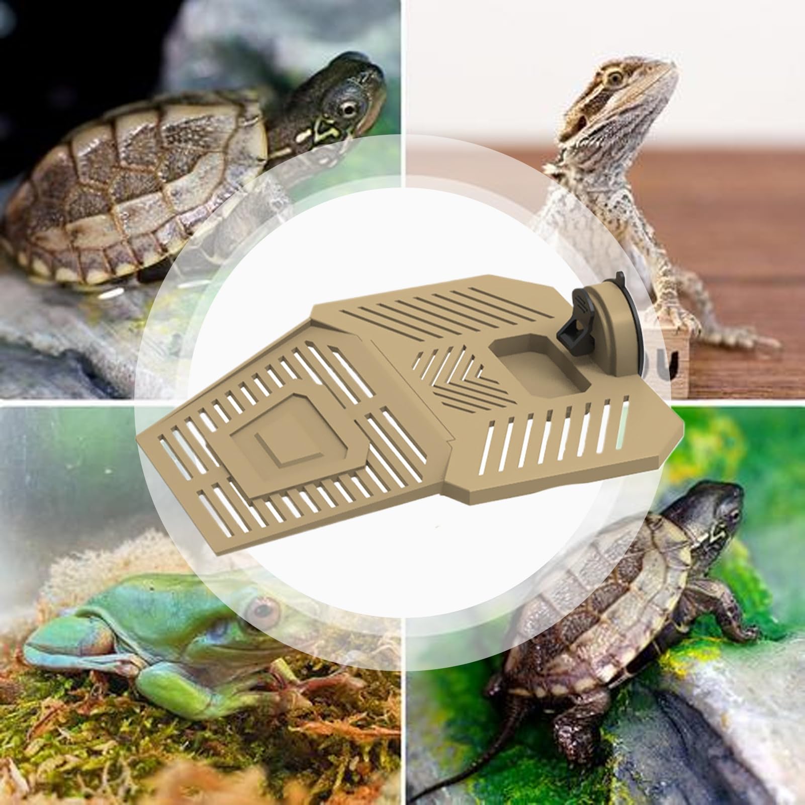 Rampa Para Escalar Tortugas: Muelle Estable Para Tomar El Sol, Muelle Para Reptiles De Alta Tracción, Soporte De Succión Industrial, Bandeja Para Refrigerios Integrada, Accesorio Para Hábitat Acuático — view 4