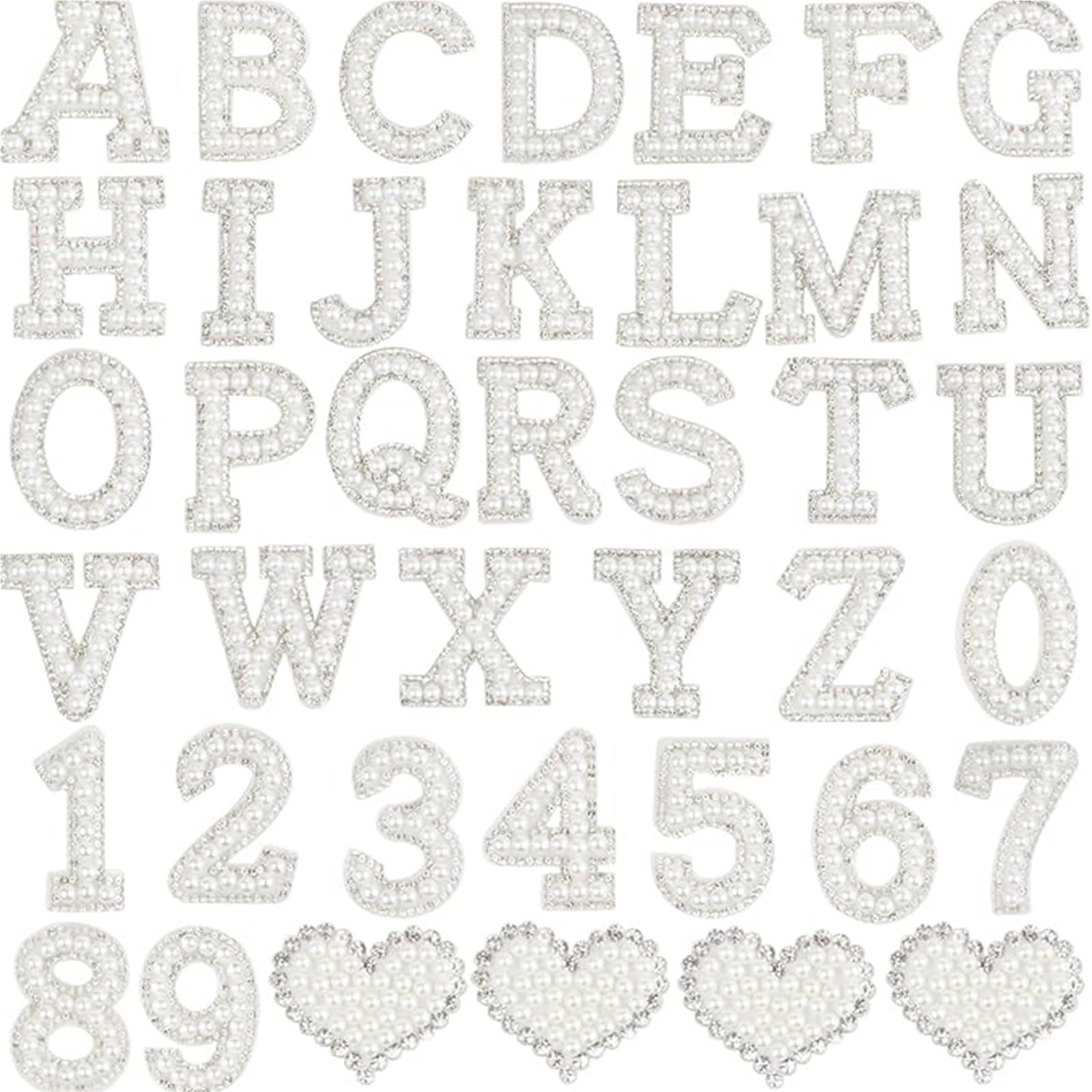 Aufnäher zum Aufbügeln für Kleidung, 2 Sets mit Buchstaben A-Z, englische Buchstaben, Glitzer, Perlen, Strass, Reparatur, bestickte Applikationen, Aufnäher für selbstgemachte Kleidung, Taschen, Hüte