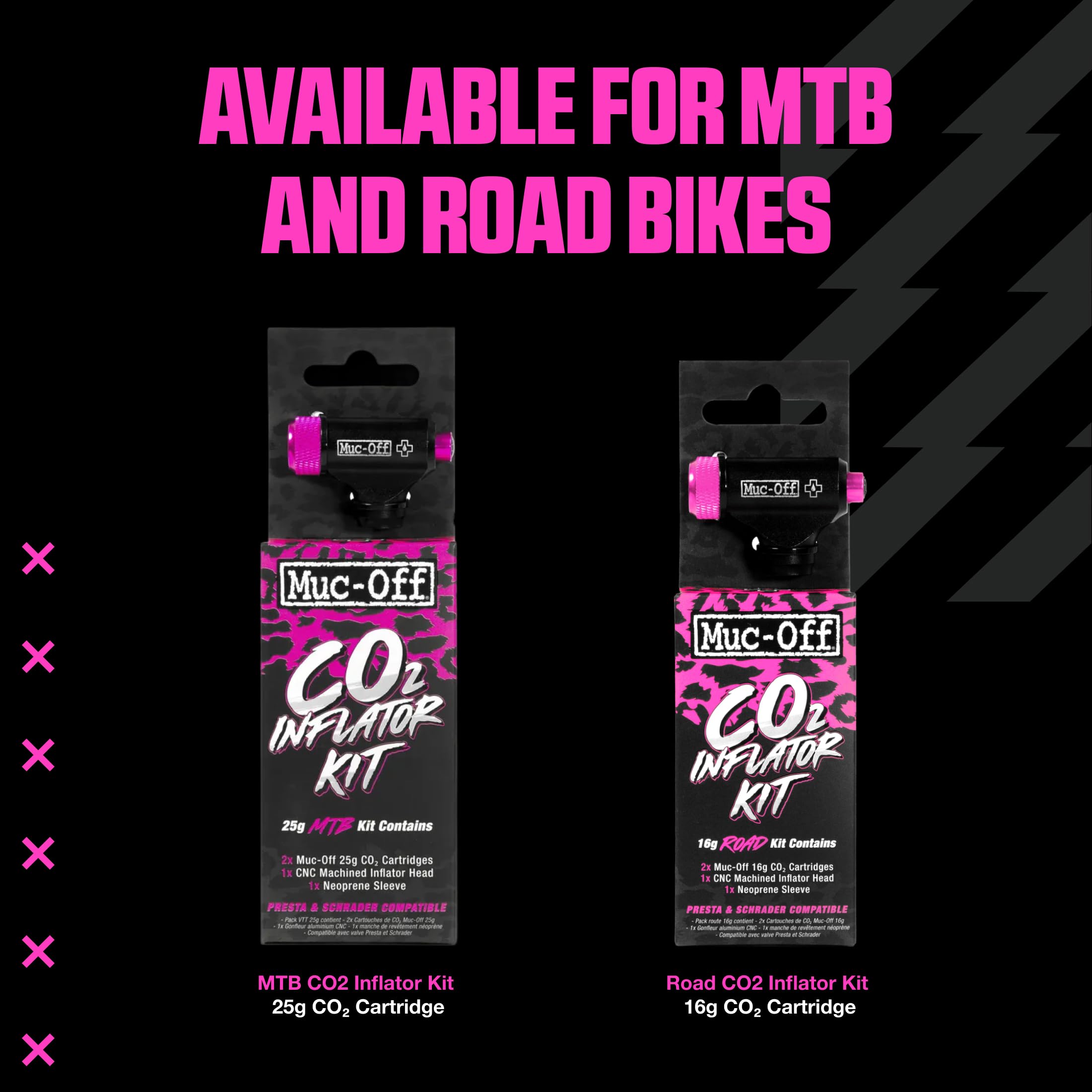 Muc Off Co2 Inflator Kit MTB 2x 25g Co2 Kartusche Neoprenhülle