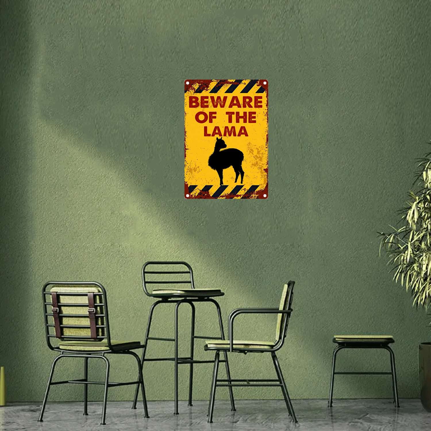 Pancarte Métal Vintage "Attention Au Lama" - 20x15 Cm, Trous Pré-percés, Décoration Jardin, Bureau, Cadeau Humour