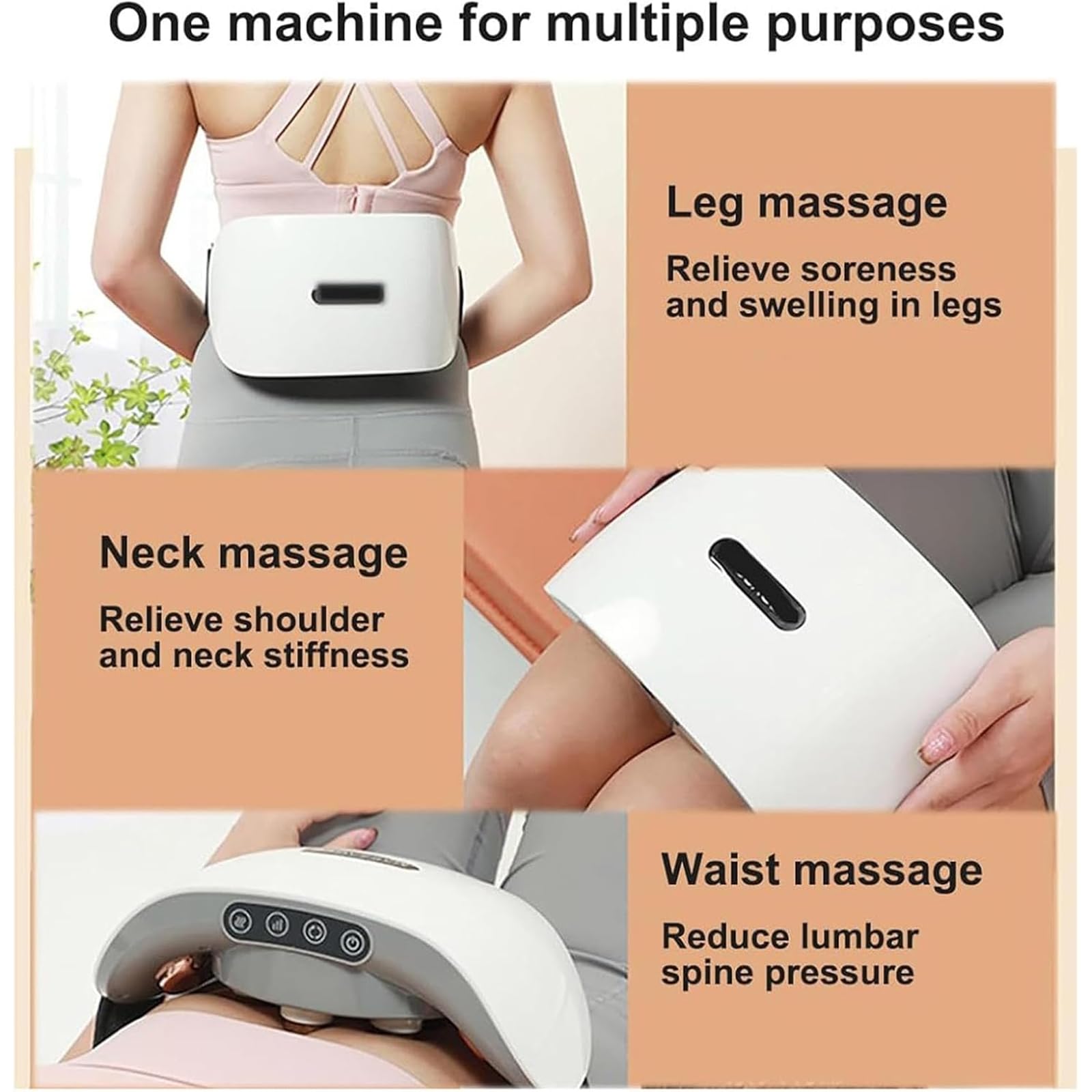 Cintura per massaggio addominale – digitopressione automatica con forza regolabile, calore a temperatura costante, massaggio inverso in avanti per addome, schiena, collo e gambe