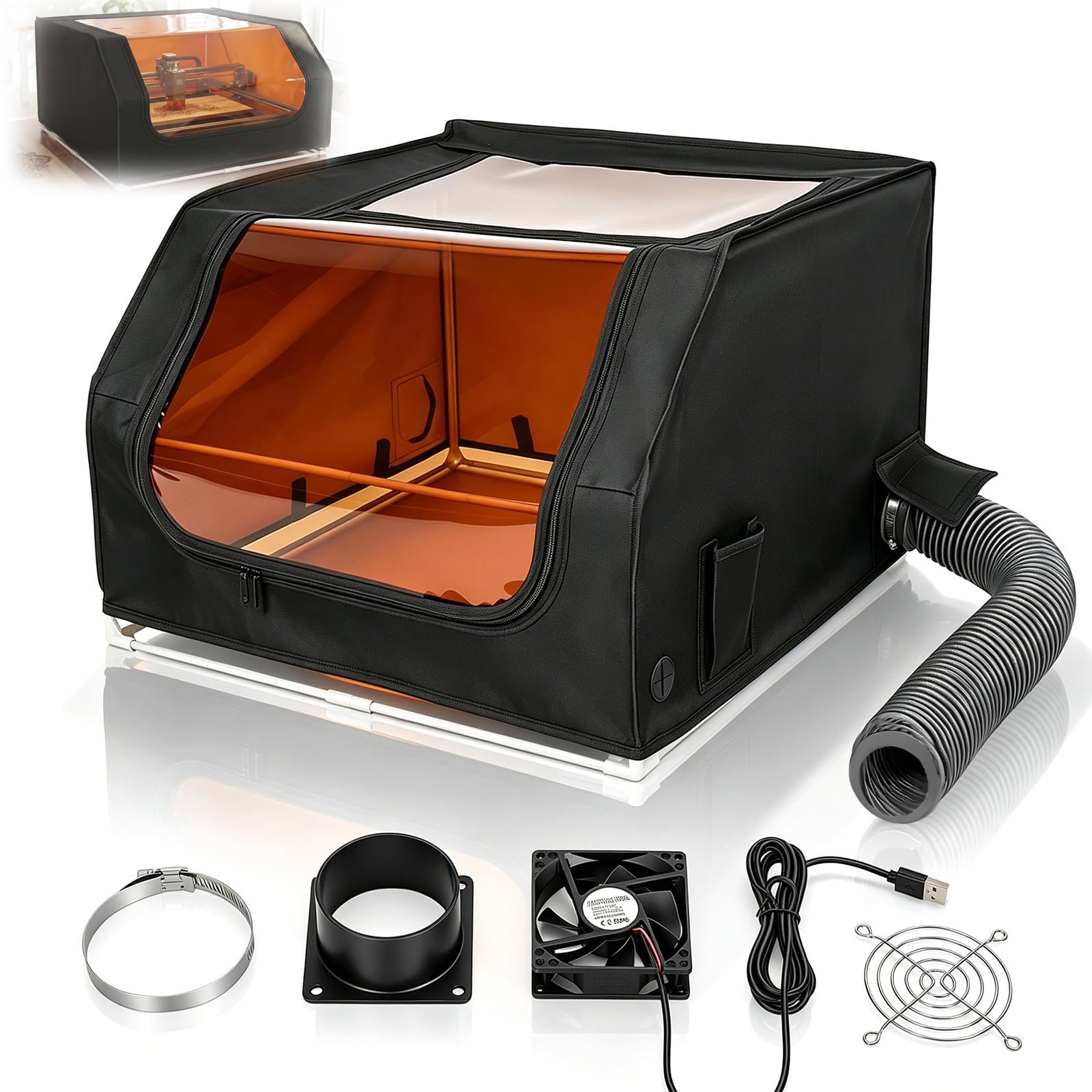 Carcasa Para Grabado Láser, Carcasa Para Impresora 3D Para Grabador De 720 X 700 X 400 Mm Plegable Con Extractor Y Conducto Para La Mayoría De Las Máquinas De Corte Láser