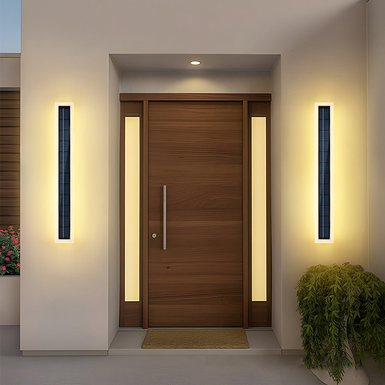 wasserdichte Solar-Wandleuchte IP65 – Kabellose LED-Außenwandlampe für Garten, Terrasse und Weg – 60 cm neutrale Leuchte für Villa- und Terrassendekor