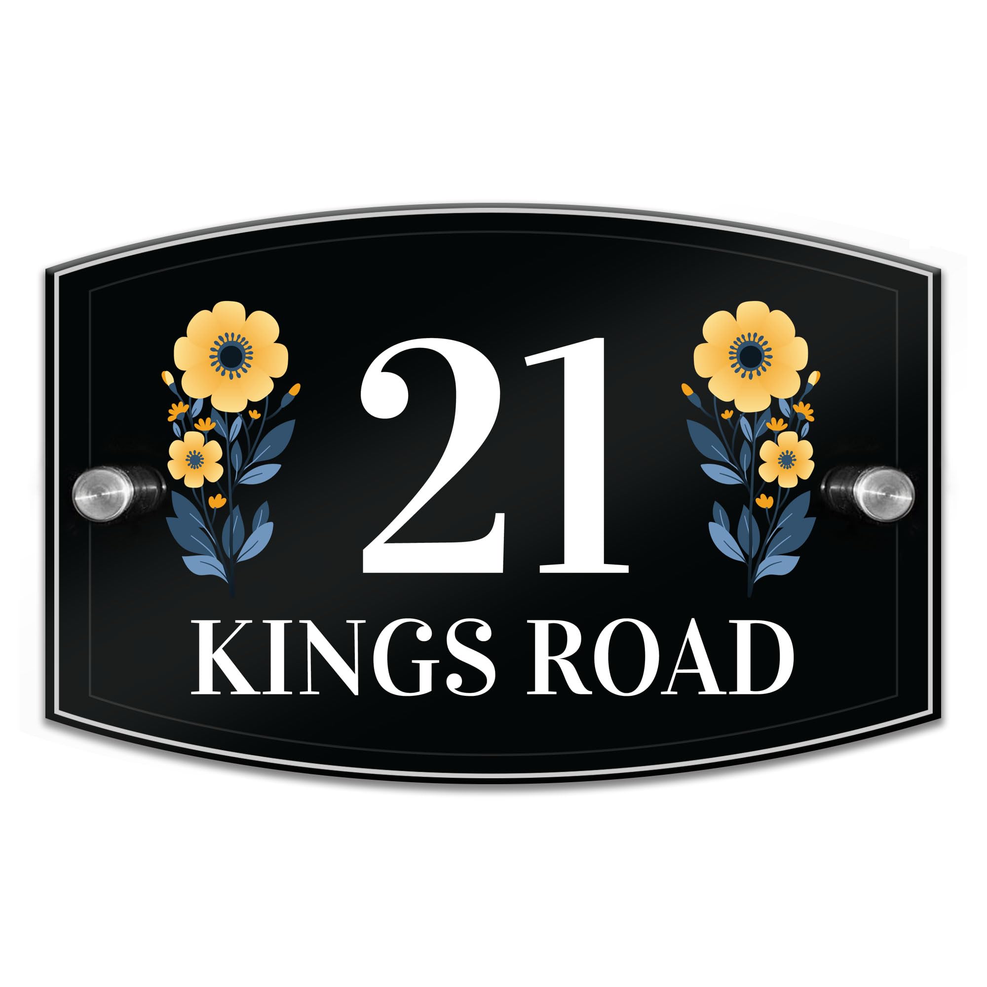 Red Ocean Contemporary House Sign Plaque Door Number 1-999, Door Number Name Road Plate Plaque, Personalised House Name and Number Plate, Floral House Sign New Home Signs