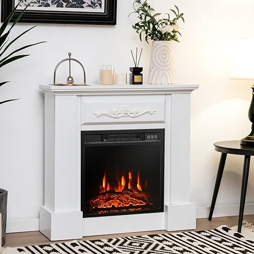 Soporte de TV con chimenea de 32 pulgadas con chimenea de 18 pulgadas calentador independiente de 1400 W con control remoto y brillo ajustable