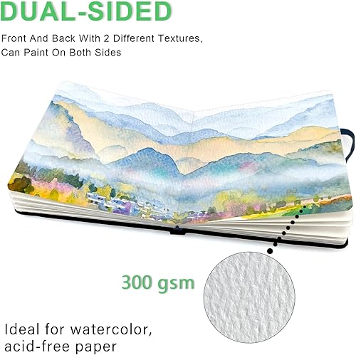 Miniatura 4 de Cuadernos de bocetos de acuarela 5x5 hechos a mano, prácticos, portátiles, de tela, tapa dura, encuadernación cosida, de viaje, papel de acuarela