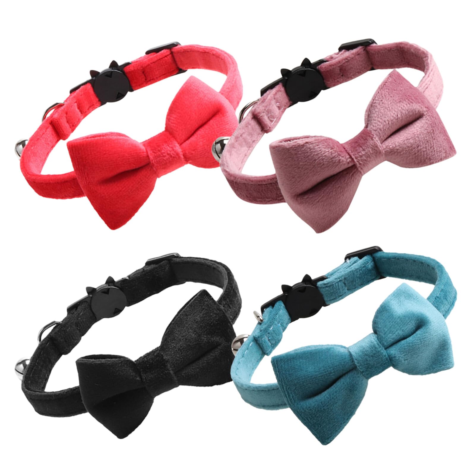 Collar para gatitos con cierre seguro y pajarita de terciopelo regulable antiahogo