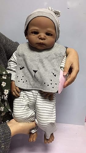 Anano Reborn Baby Dolls - Muñeca afroamericana negra de silicona para niños de 3 meses, muñeca Reborn con ropa, juguetes de vinilo suave, a partir