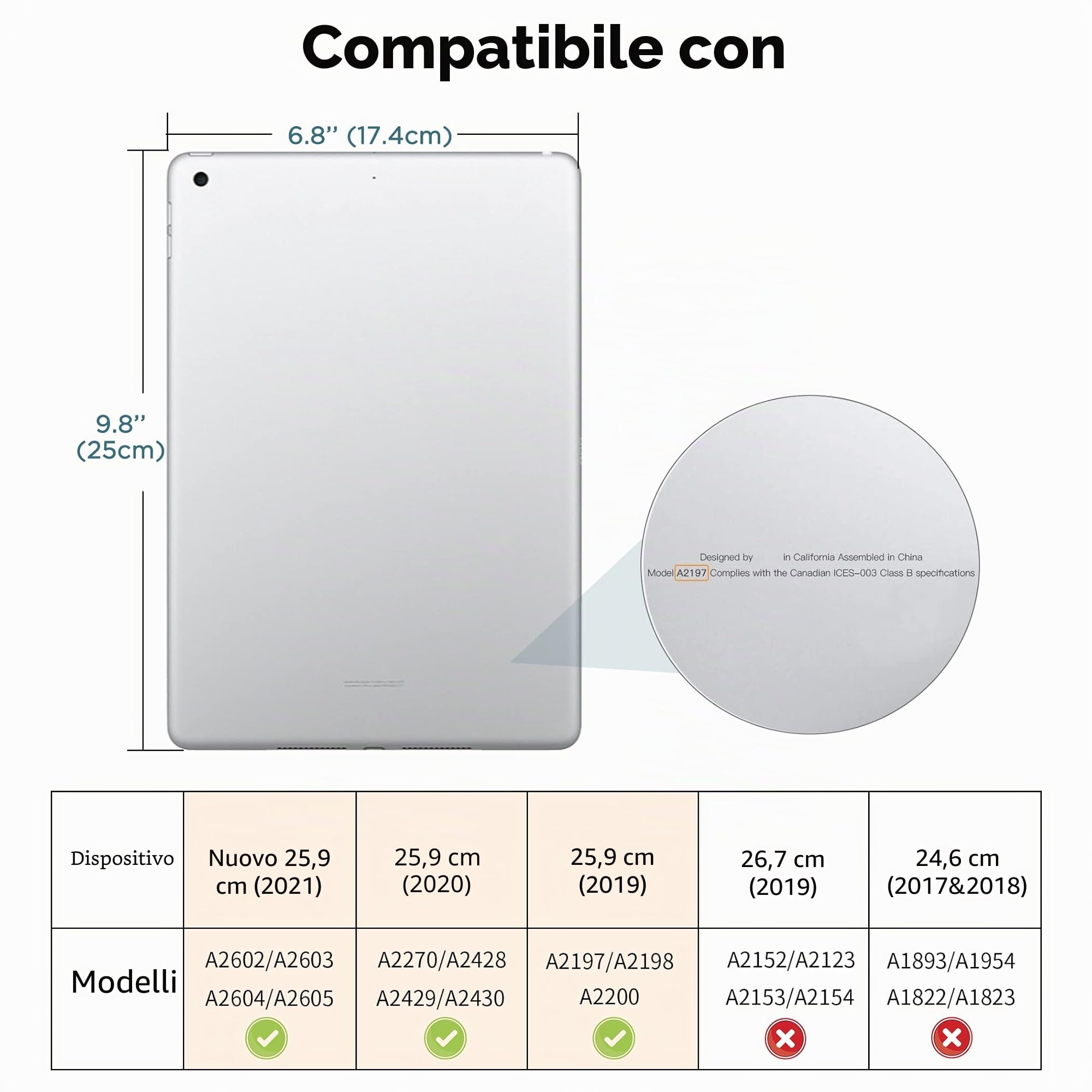 CACOE Cover Custodia per iPad 9a 2021 8a 2020 7a 2019, Leggero Protettivo con Pencil Holder per 10.2, Auto Sveglia Sonno, Nero
