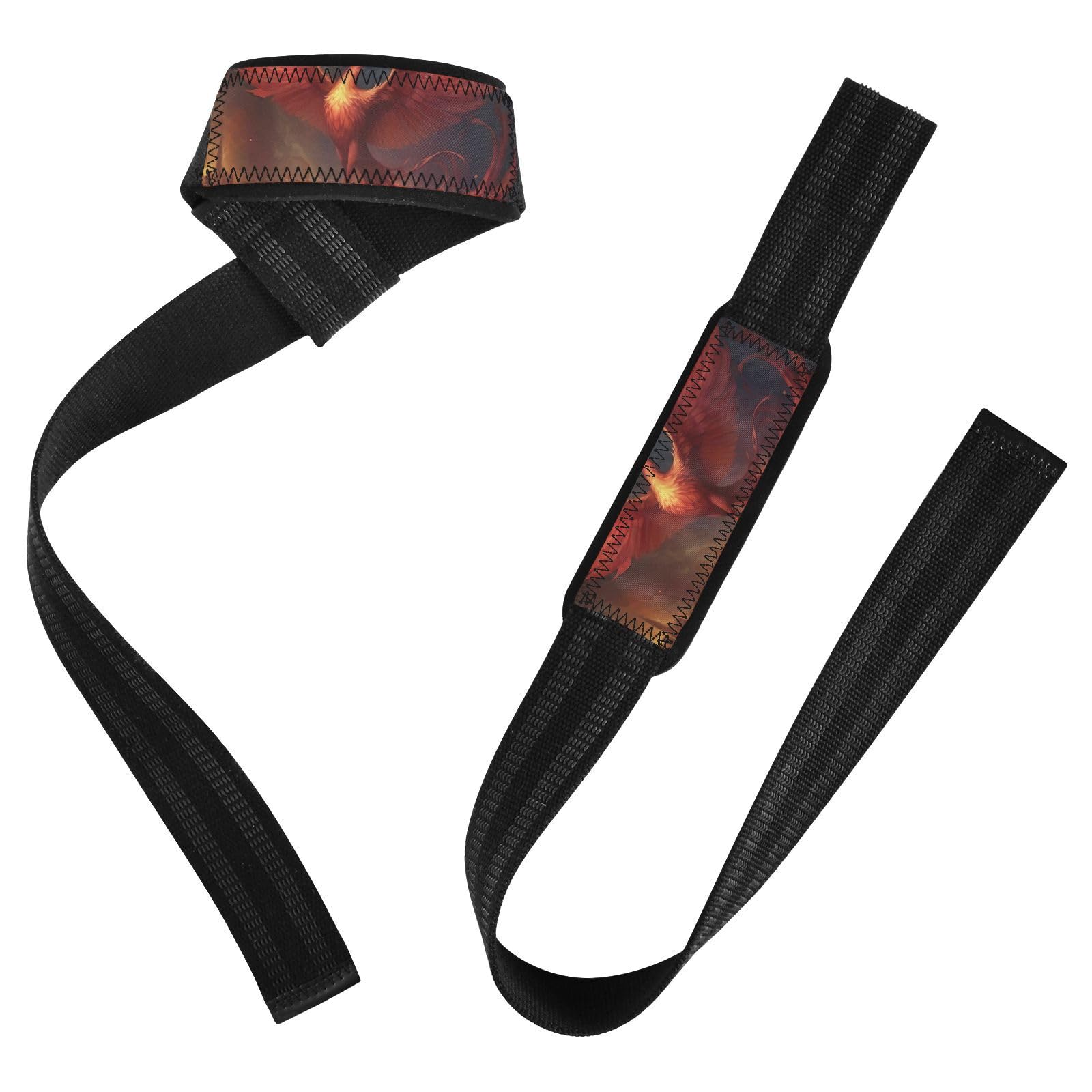Nander Fire Phoenix Wrist Straps for Weightlifting,Lifting Straps with Neoprene Cushioned Wrist Padded and Anti-Skid Silicone for Strength Training,Bodybuilding,Deadlifting
