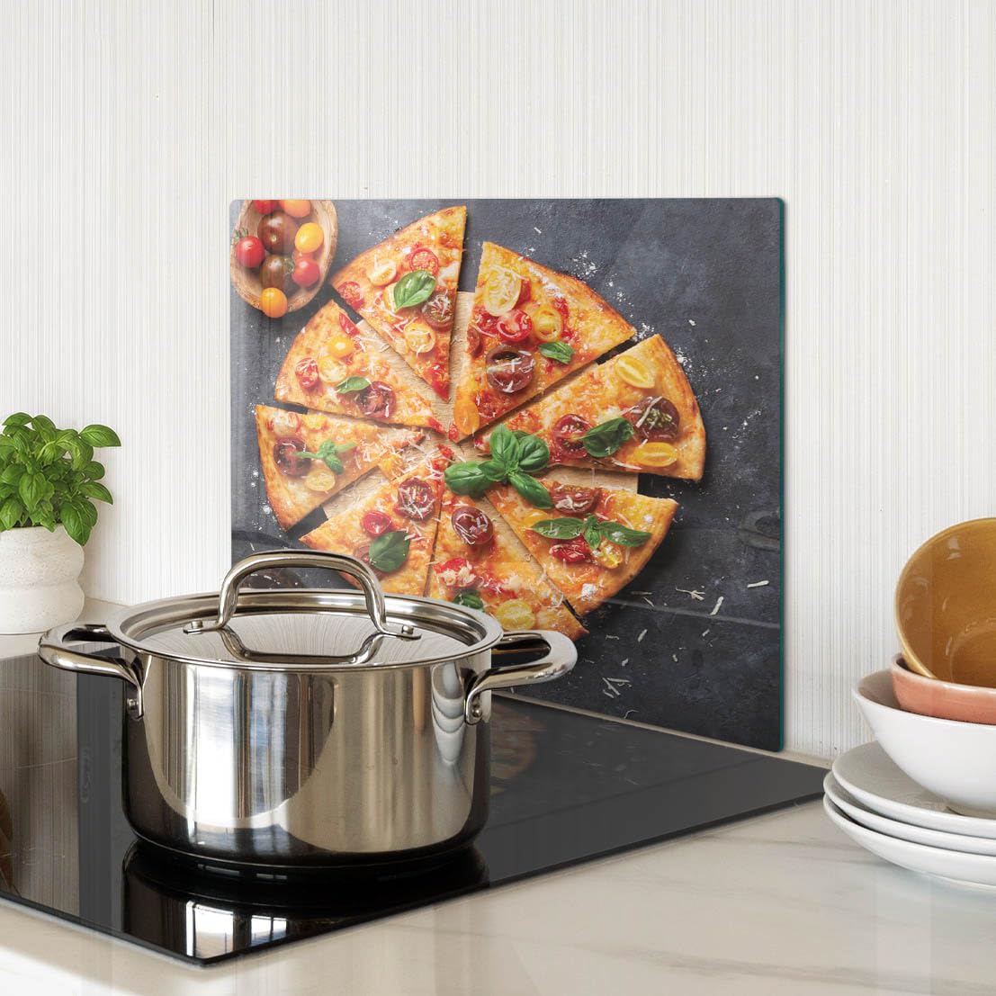 Piastra di protezione e coperchio in vetro 40x30 cm Pomodori per pizza