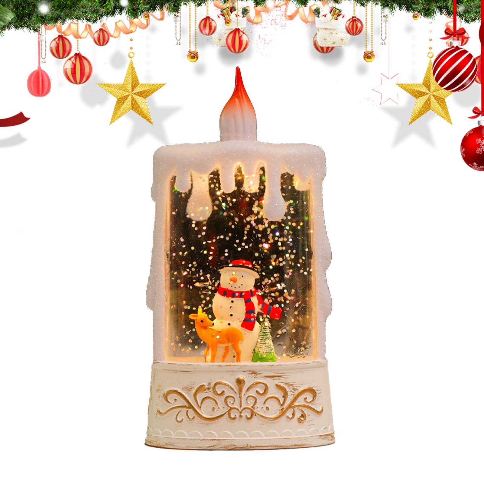 Lampion w kszta?cie ?wiecy, ?wi?teczna dekoracja sto?u, ?wi?ty Miko?aj, baterie, dekoracyjna latarnia bo?onarodzeniowa, do ?wi?tecznego wystroju, bia?a, czerwona
