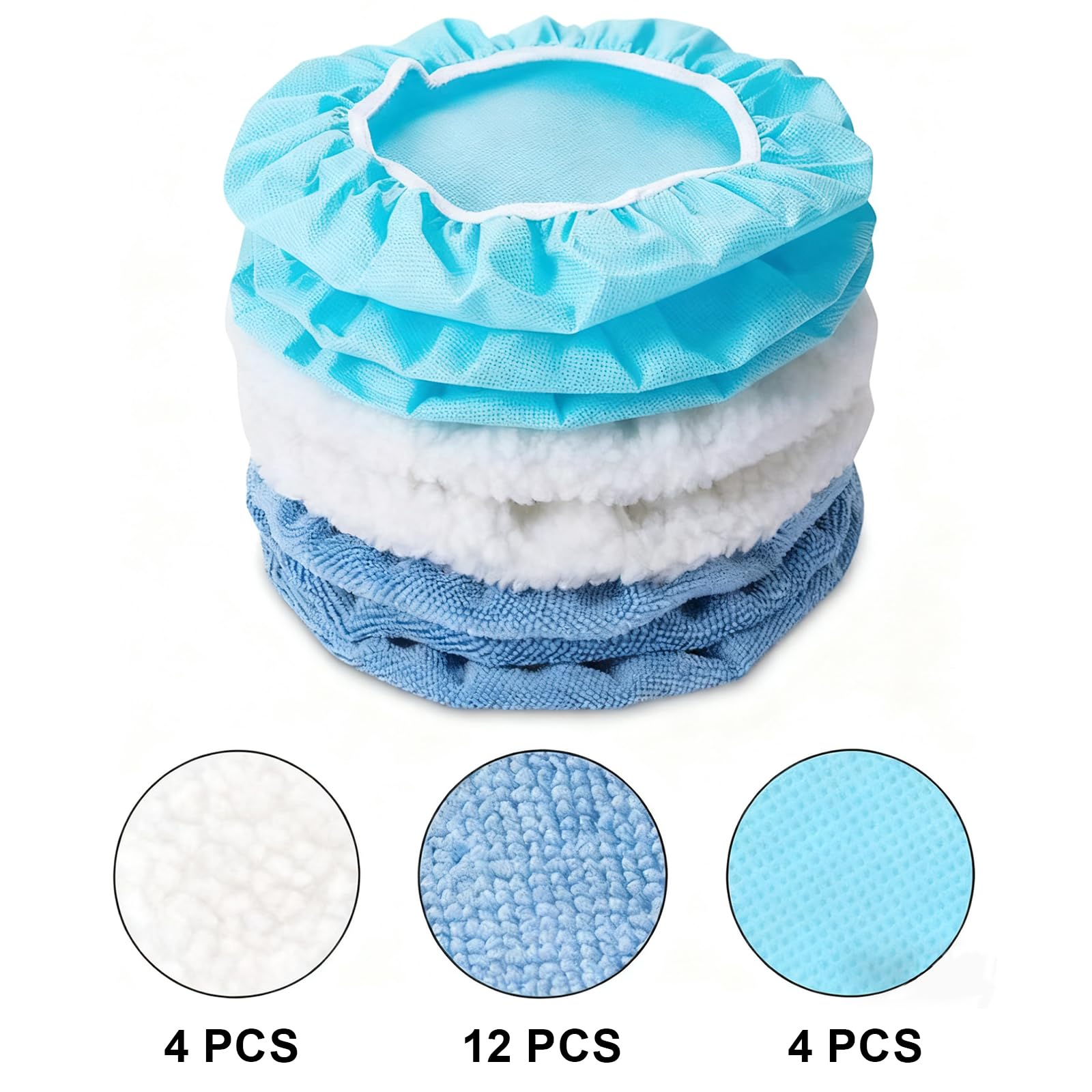 12 Pièces Ensemble Capot Polissage Voiture, Capot Polissage Microfibre Douce, Accessoire Polissage, Utilisé Dans Toutes Sortes de Meubles, Verre, Construction Automobile, Métal, Bois (12)