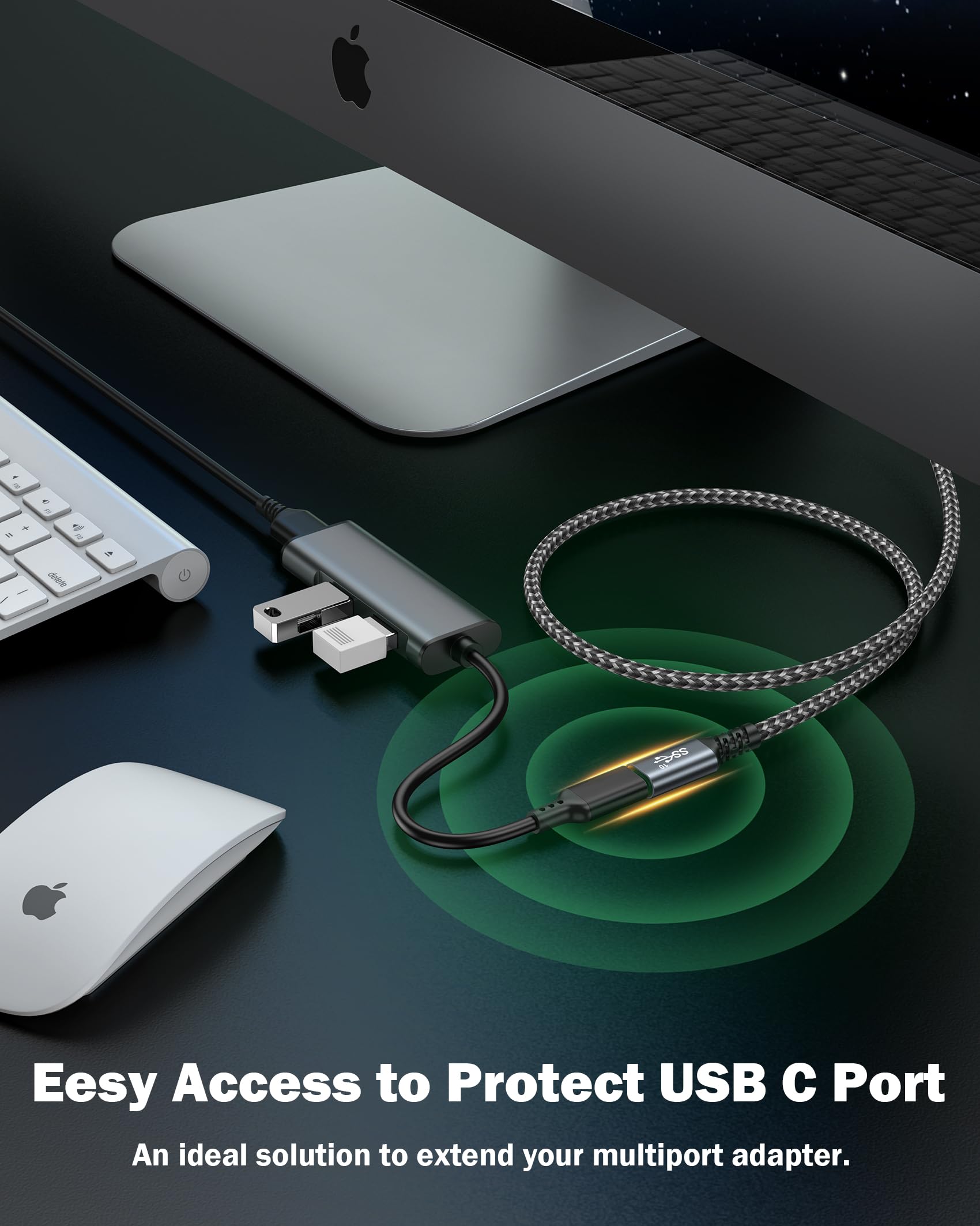 GIANAC Cavo di Prolunga USB C 100W 2M,3.2 Gen2 4K@60Hz Cavo Type C Maschio a Femmina 10Gbps Cavo Prolunga Tipo C Compatibile per iPhone 15 Pro Max, MacBook Pro/Air XPS 15 Galaxy S23 S22