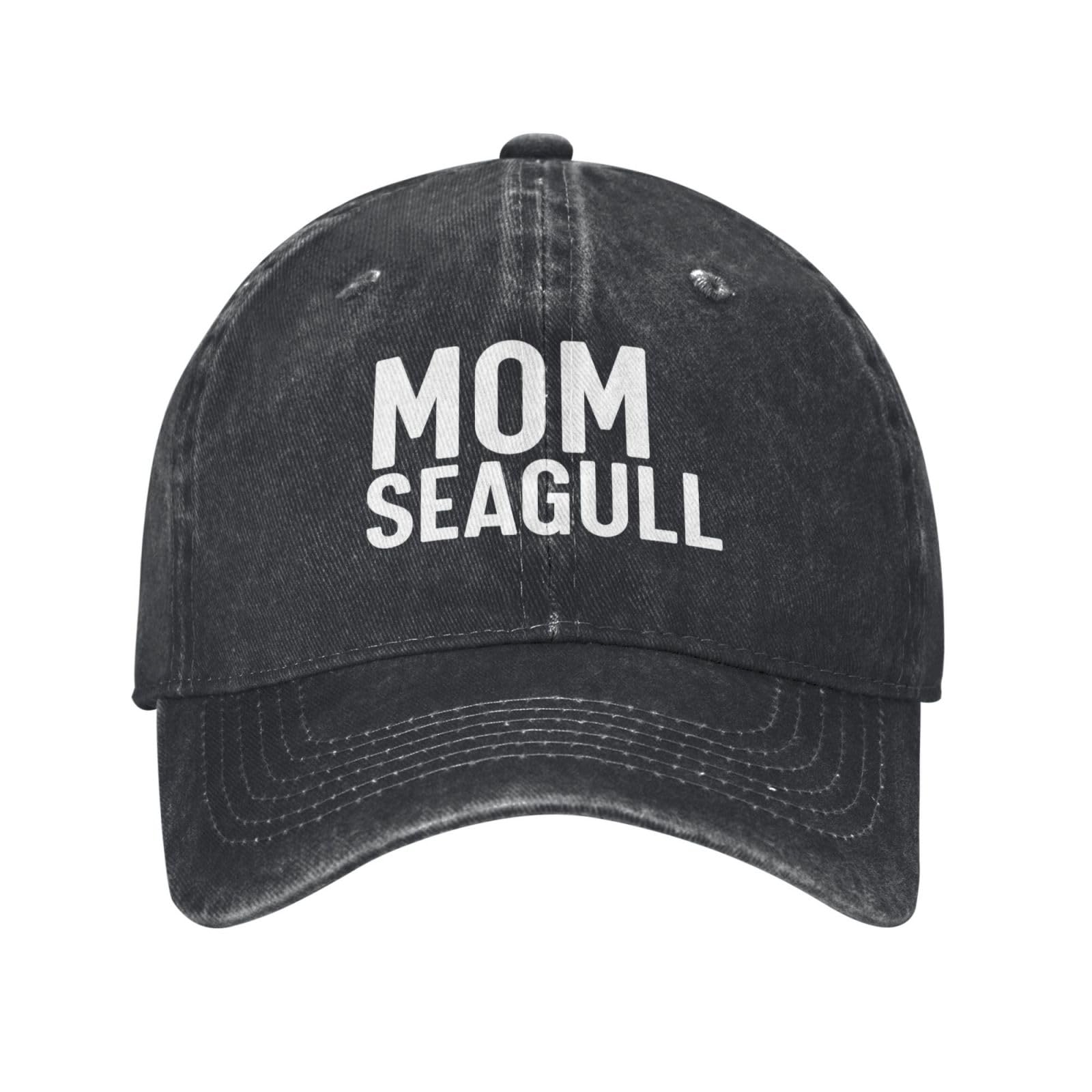 ACEPrints Mom Seagull Hat Men Funny Dad Hat Black
